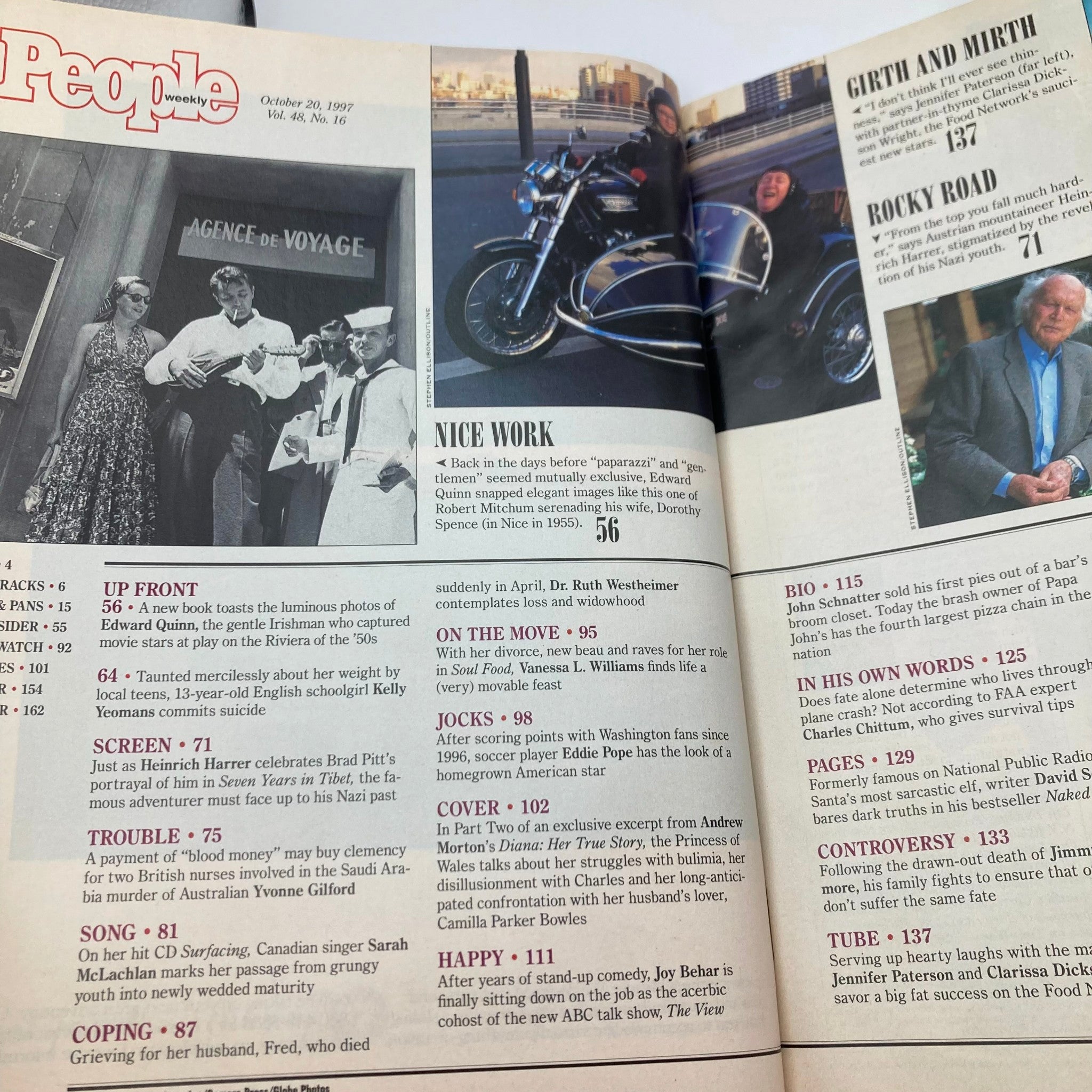 Inside page of People Weekly Magazine October 20 1997 showcasing various sections, including a preview of the article on The Diana Interviews.