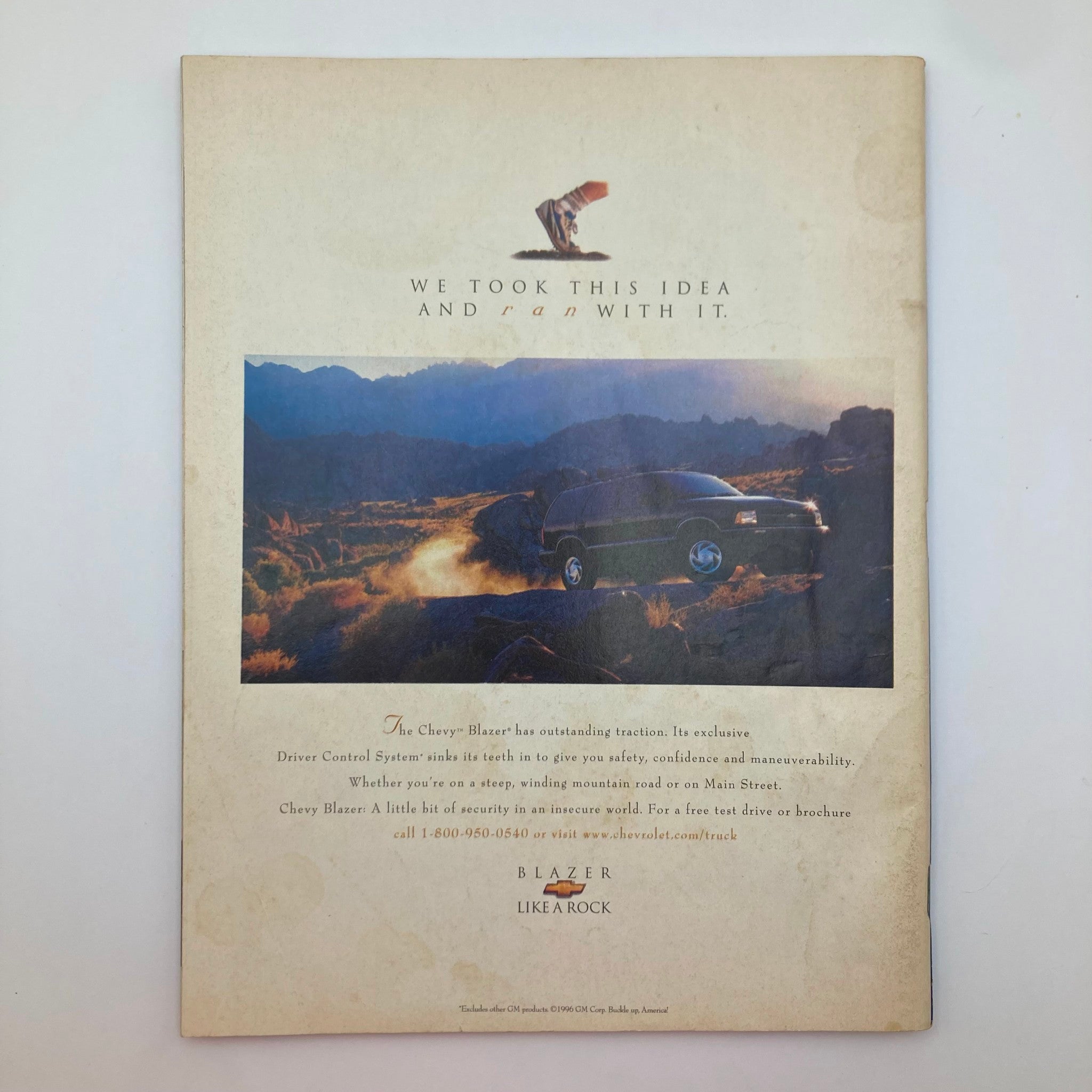 Back cover of People Weekly Magazine from October 13, 1997, displaying an advertisement for the Chevy Blazer, emphasizing safety and maneuverability.