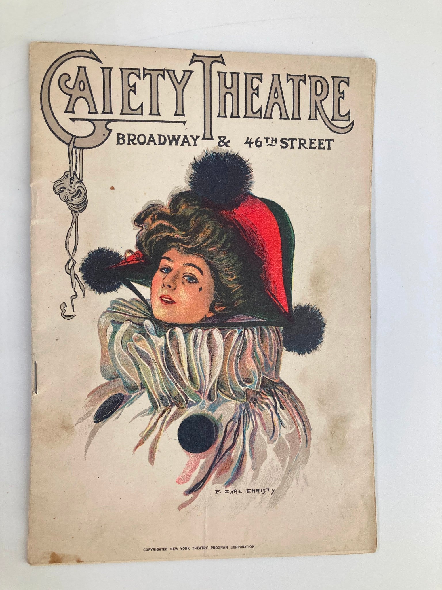 1921 Gaiety Theatre John Golden Presents Frank Bacon in Lightnin' vintage Playbill cover showing a beautifully illustrated woman wearing a distinctive hat.