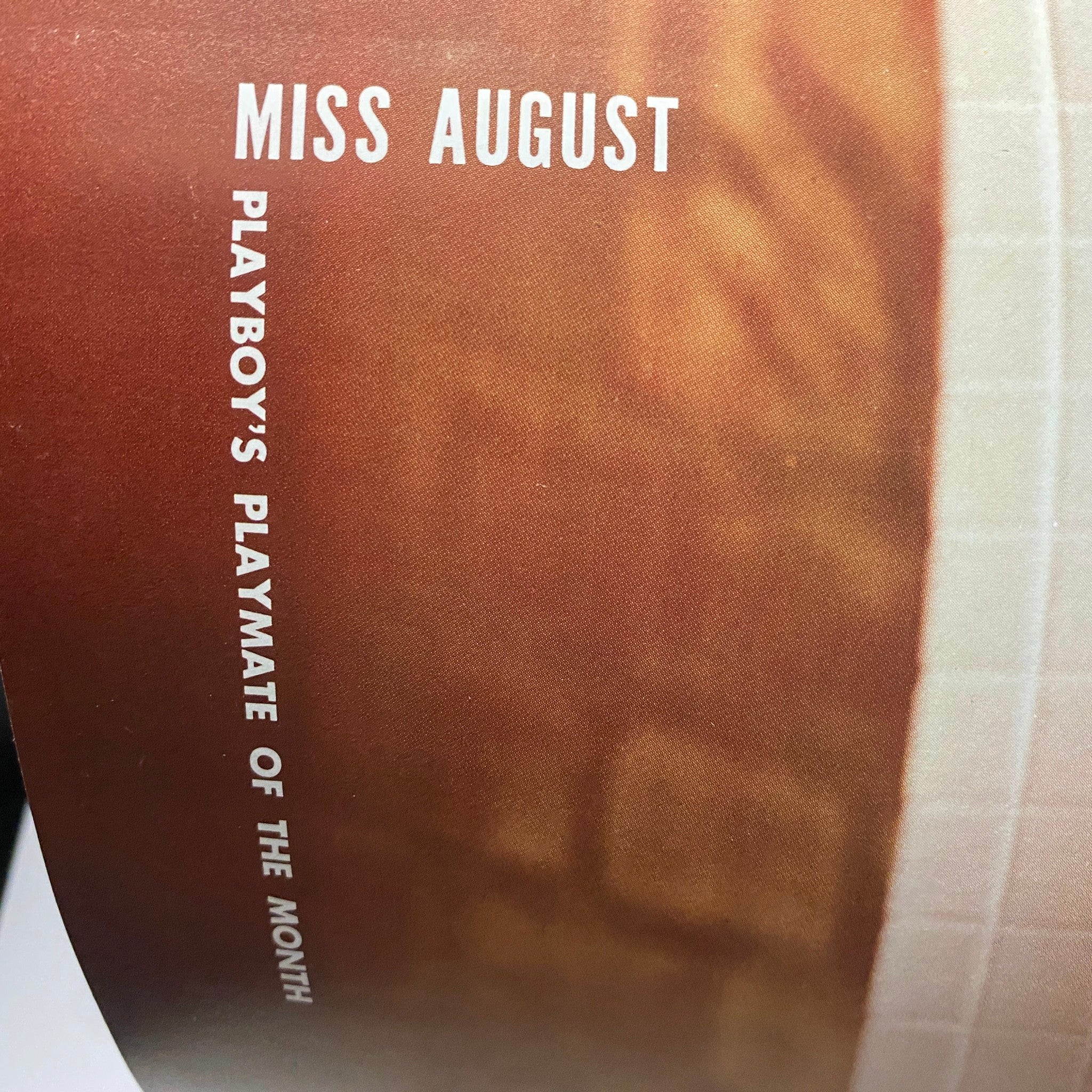 Page from Playboy Magazine August 1966, announcing Miss August as Playboy's Playmate of the Month.