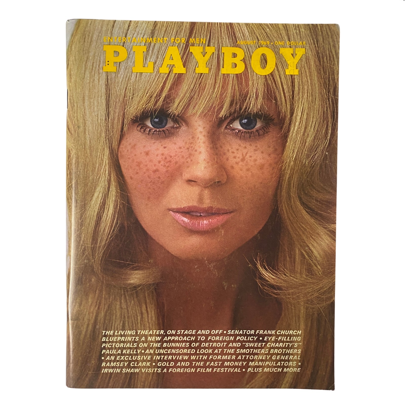 Playboy Magazine August 1969 cover featuring Playmate of the Month Debbie Hooper, showcasing a striking image that captures the essence of 1960s culture.