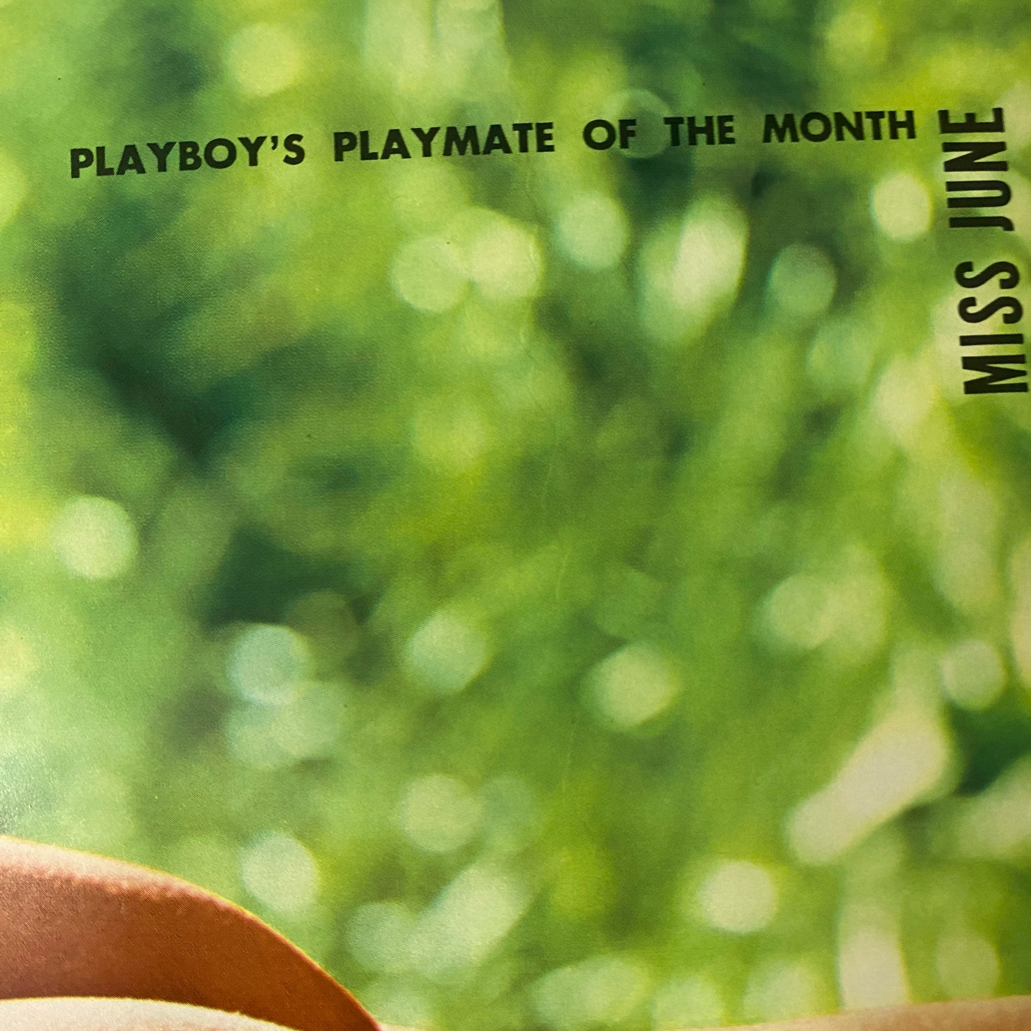 Cover detail from Playboy Magazine June 1968 highlighting Britt Fredriksen as Playmate of the Month with artistic green background.