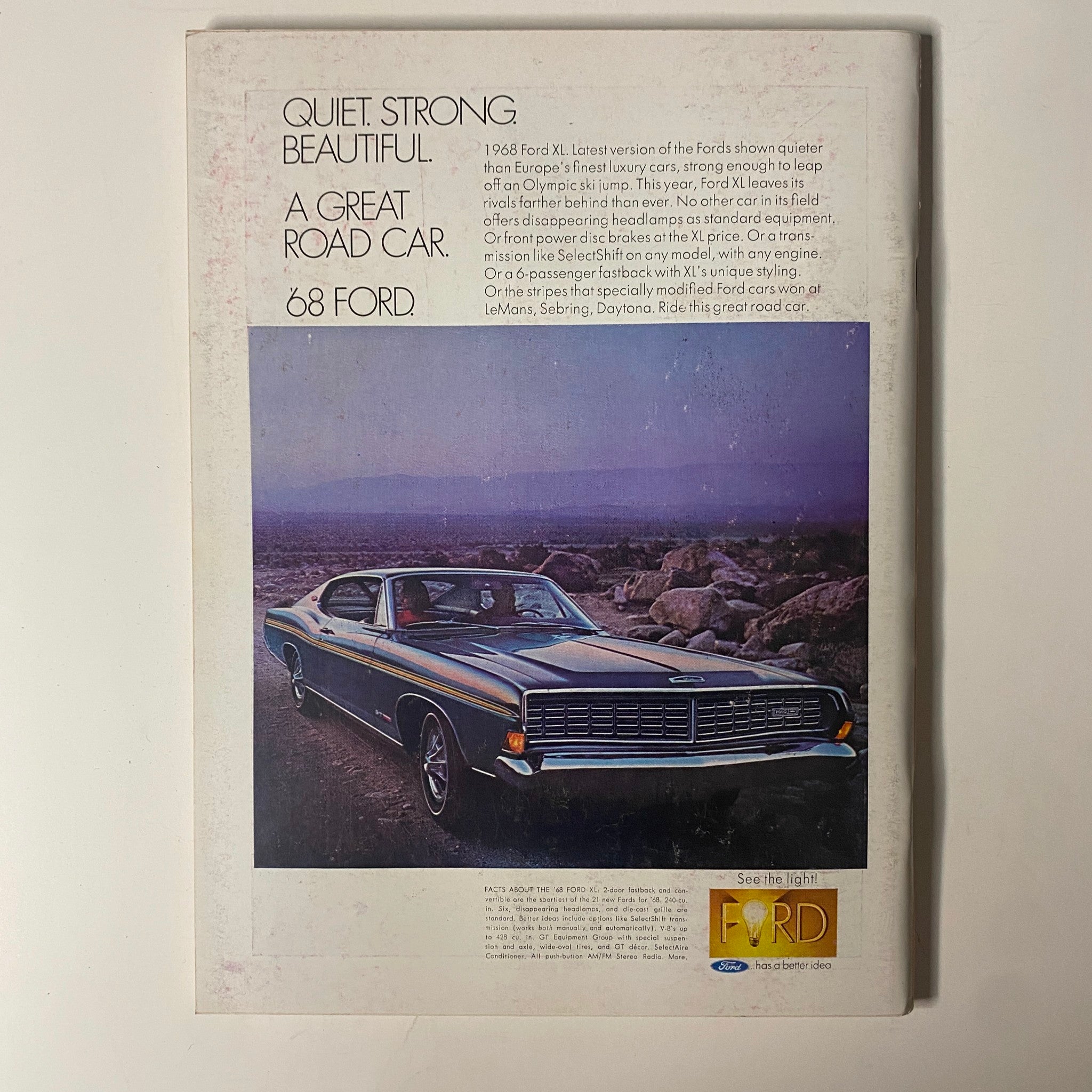Advertisement page from Playboy Magazine June 1968 showcasing a 1968 Ford car, emphasizing luxury and road car features.