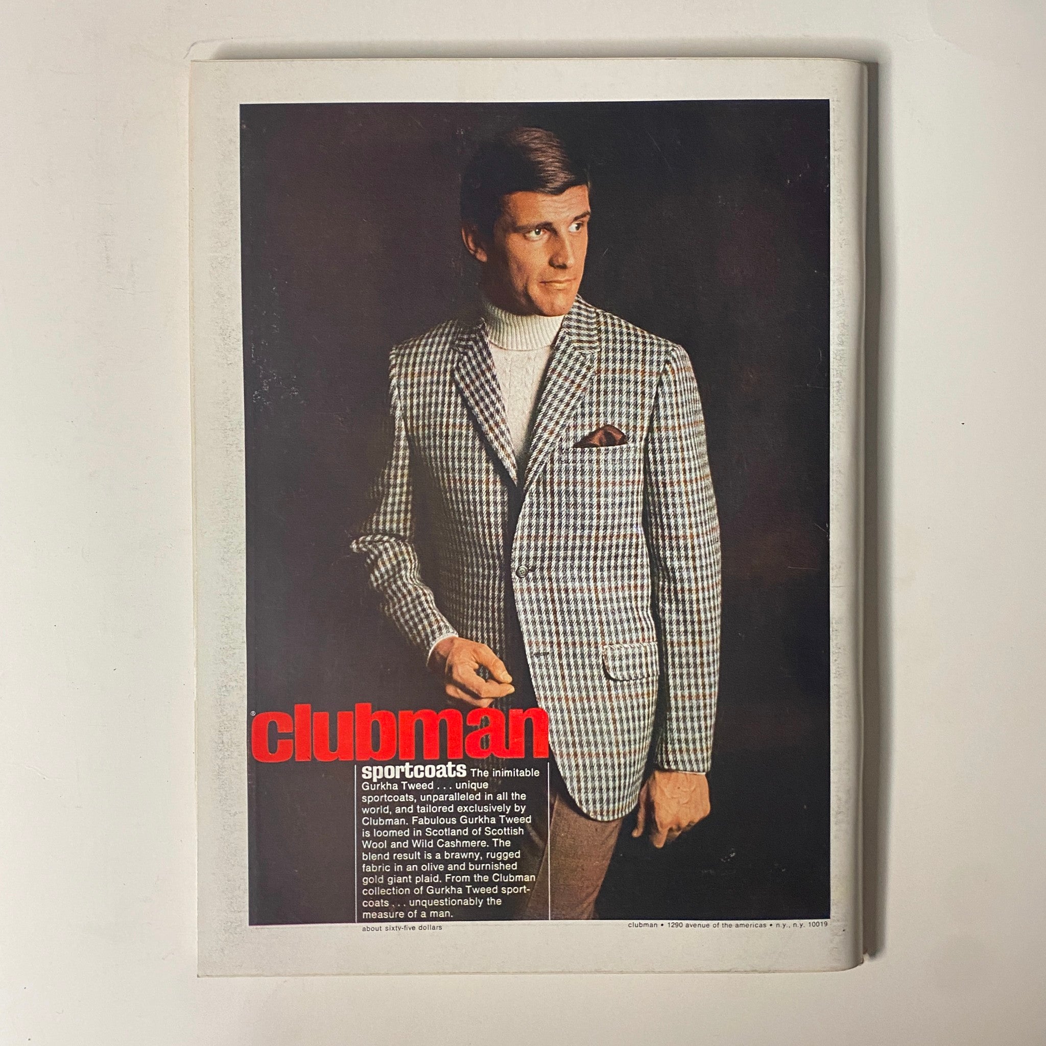 September 1968 Playboy Magazine advertisement showcasing stylish sportcoats from Clubman, complementing vintage fashion trends.