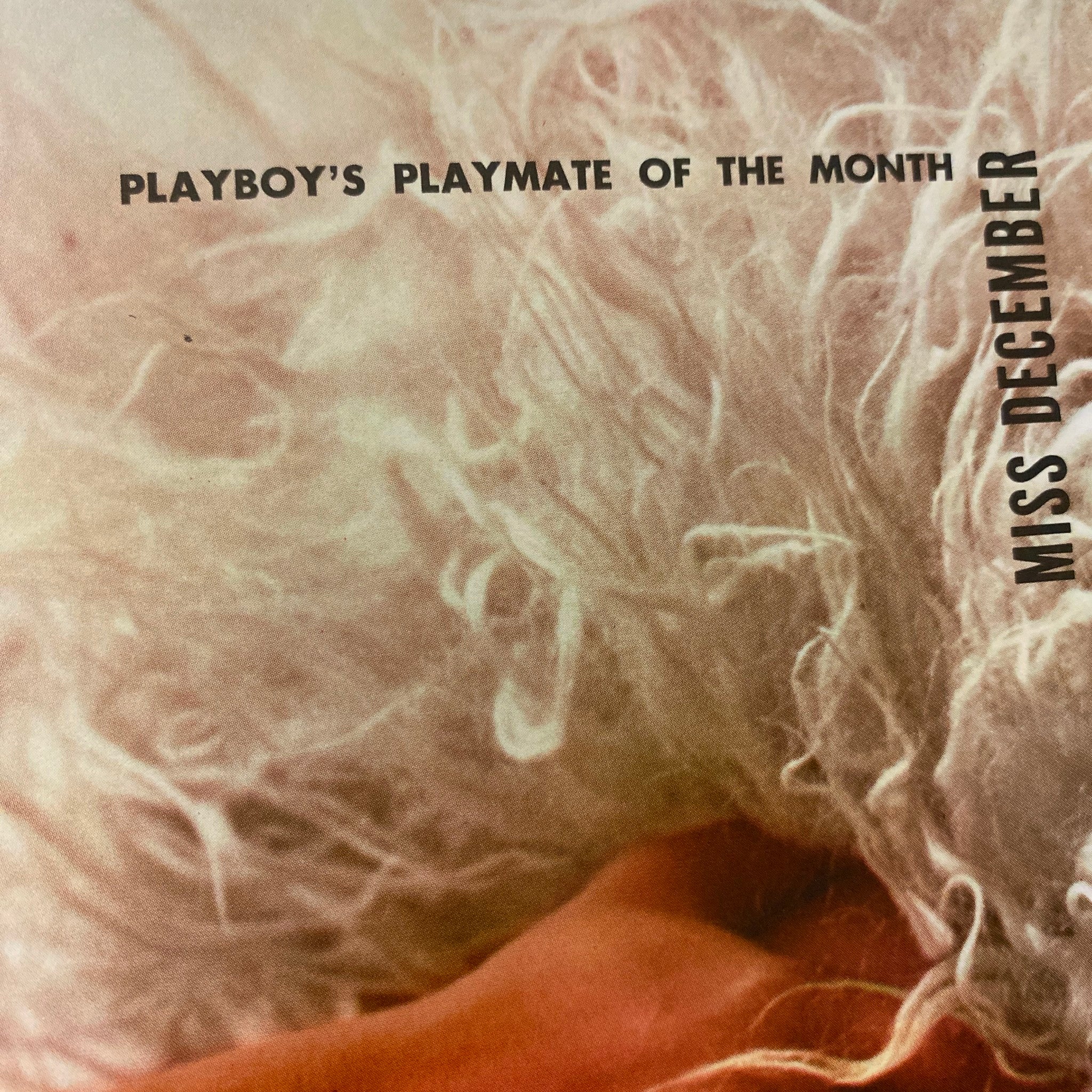 Page from Playboy Magazine December 1968 announcing Cynthia Myers as Playmate of the Month.