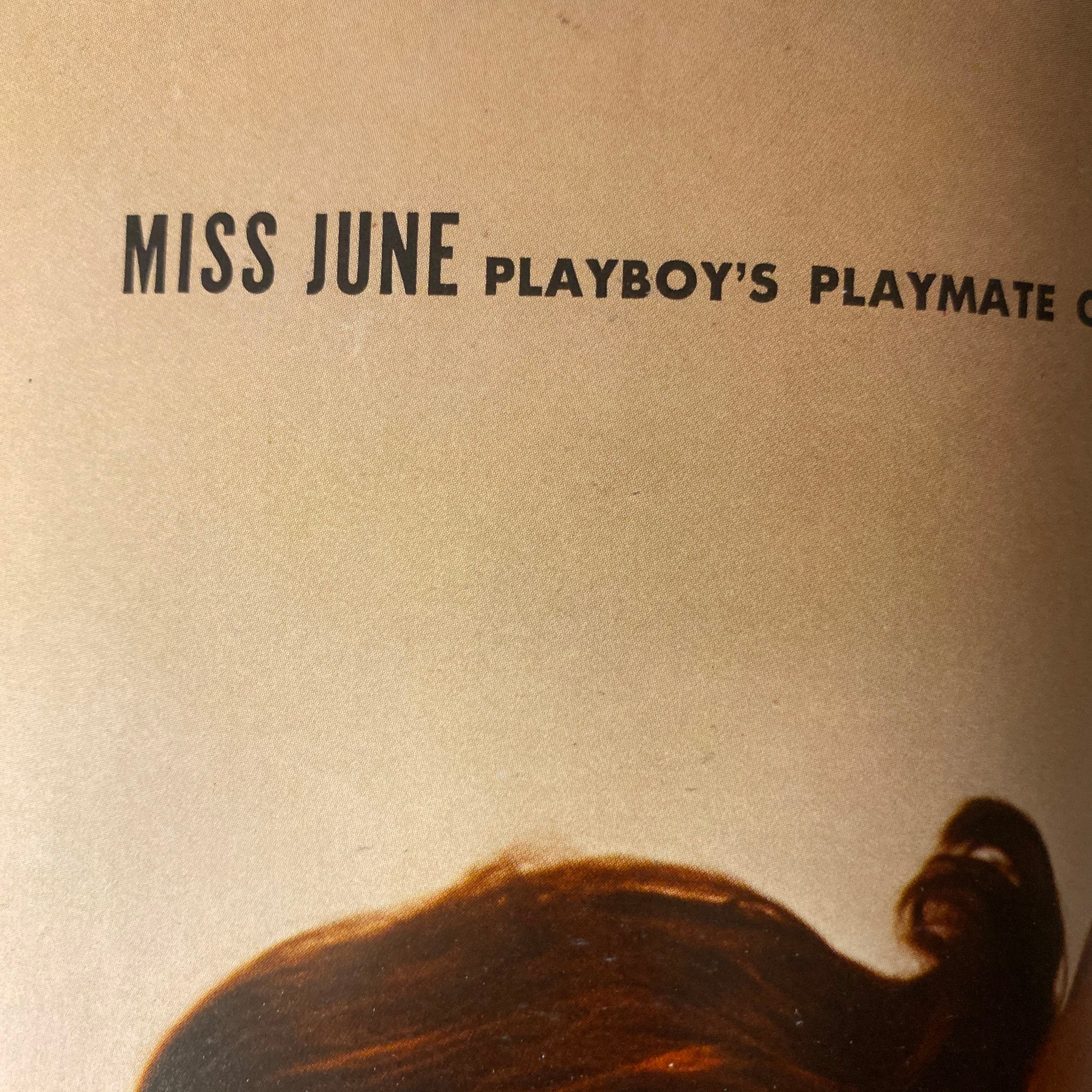Playmate feature page from Playboy Magazine June 1964 indicating 'Miss June' with an image of the Playmate.