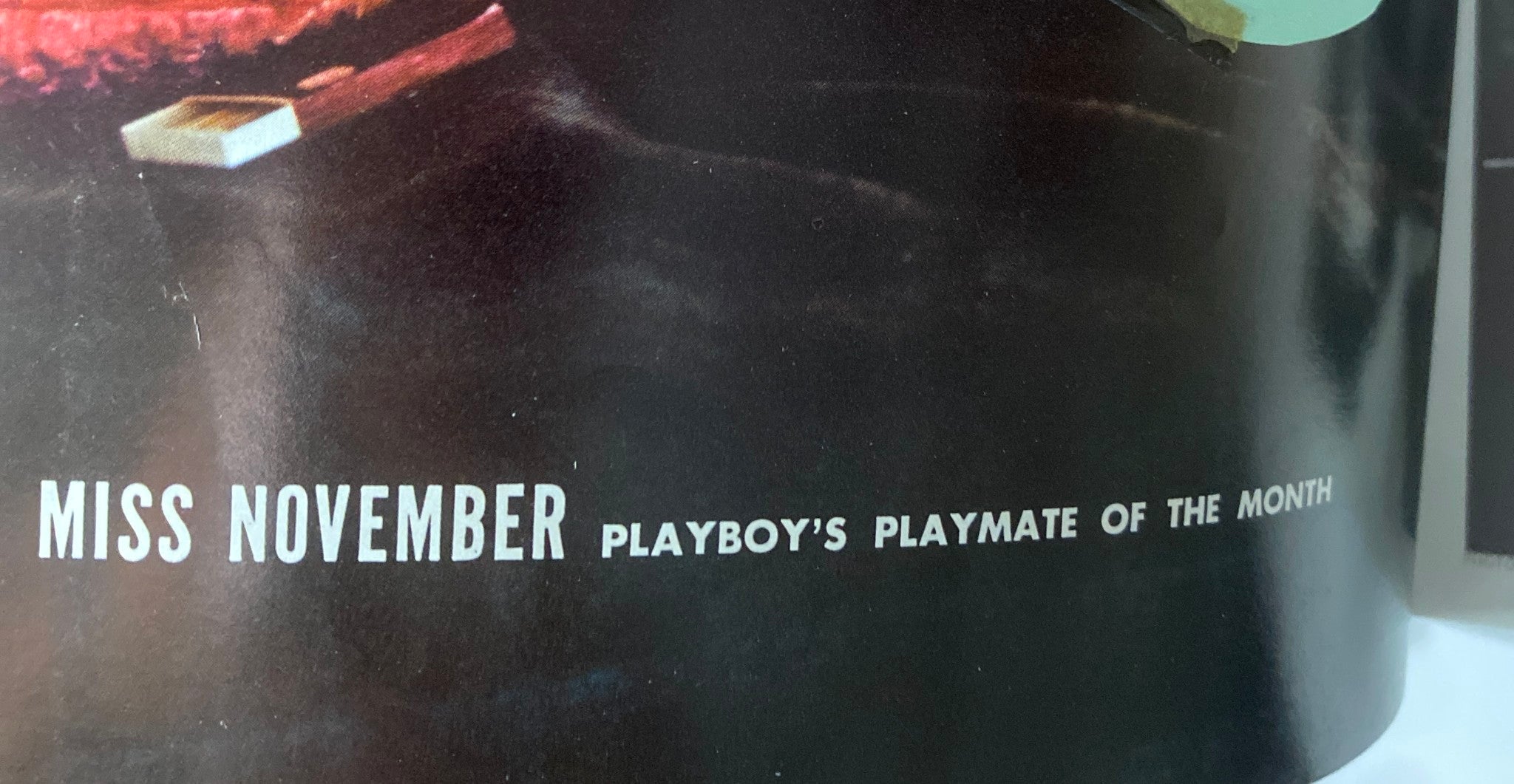Highlight from Playboy Magazine November 1967 indicating 'Miss November, Playboy's Playmate of the Month' alongside an artistic background, promoting Kaya Christian.