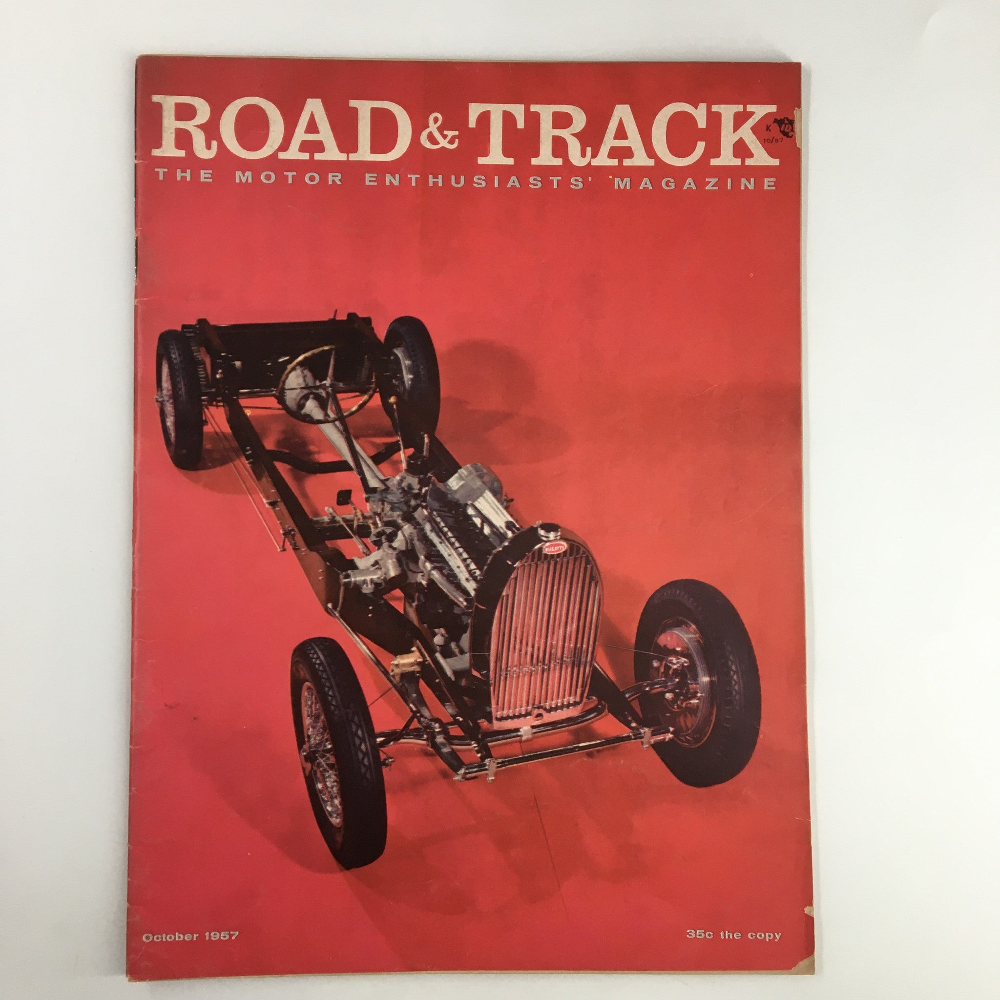 Cover of VTG Road & Track Magazine from October 1957 featuring a detailed road test of the Mercedes 219, showcasing classic automotive design and engineering.