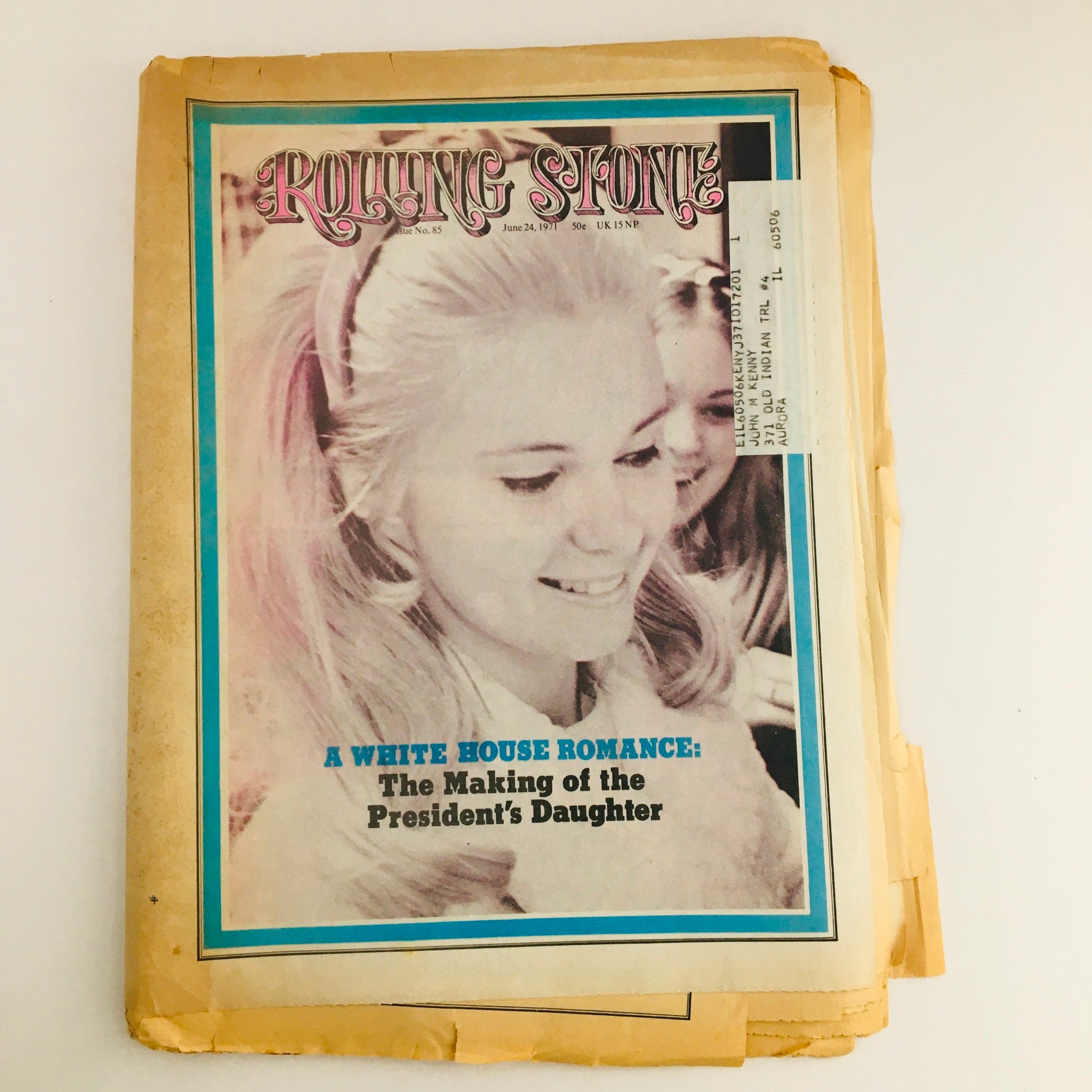 Rolling Stone Magazine June 24 1971 #85 cover featuring 'The Making of the President's Daughter' with a smiling young woman and vintage elements.