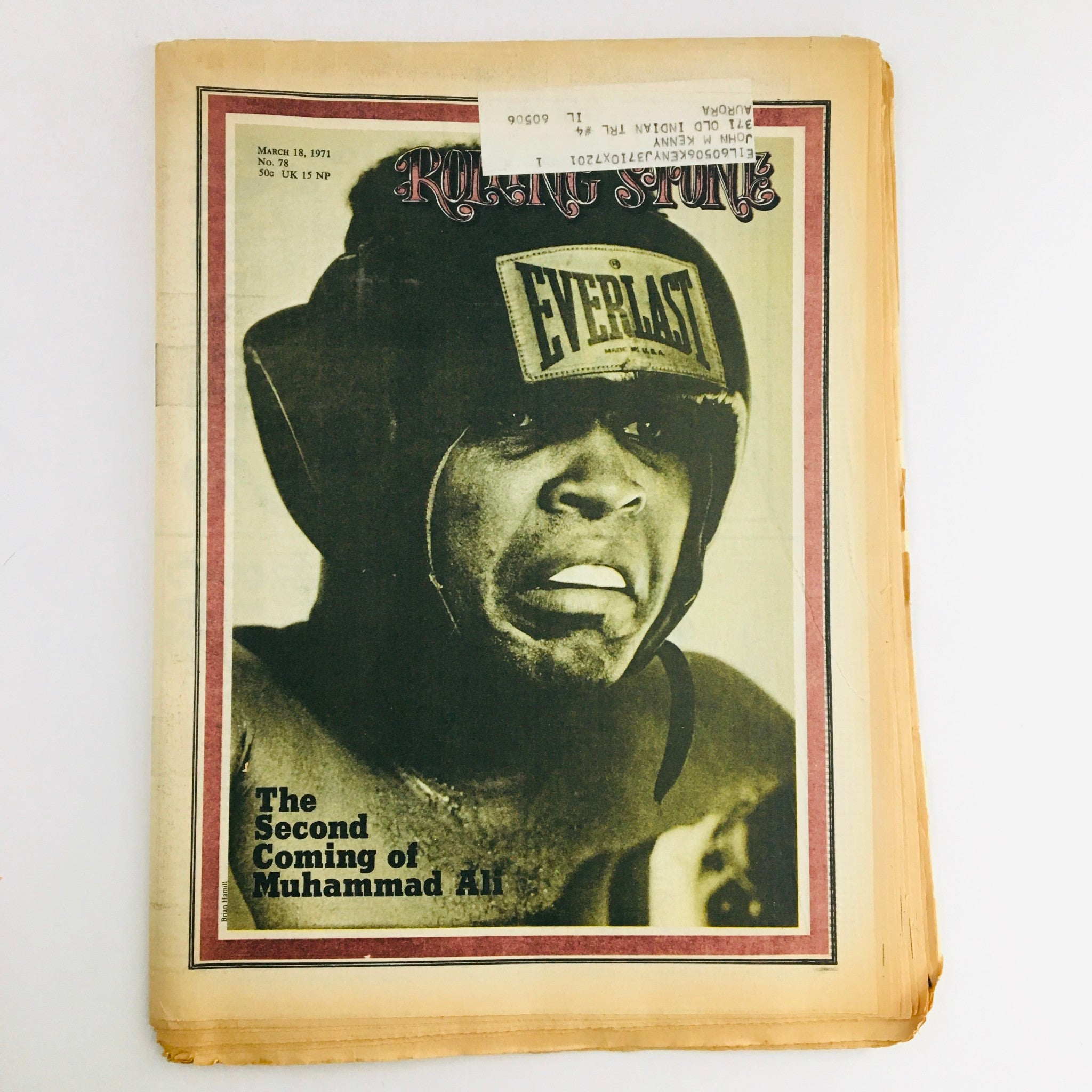 Cover of Rolling Stone Magazine March 18, 1971, Issue #78 featuring 'The Second Coming of Muhammad Ali', showcasing a close-up of Muhammad Ali in boxing gear.