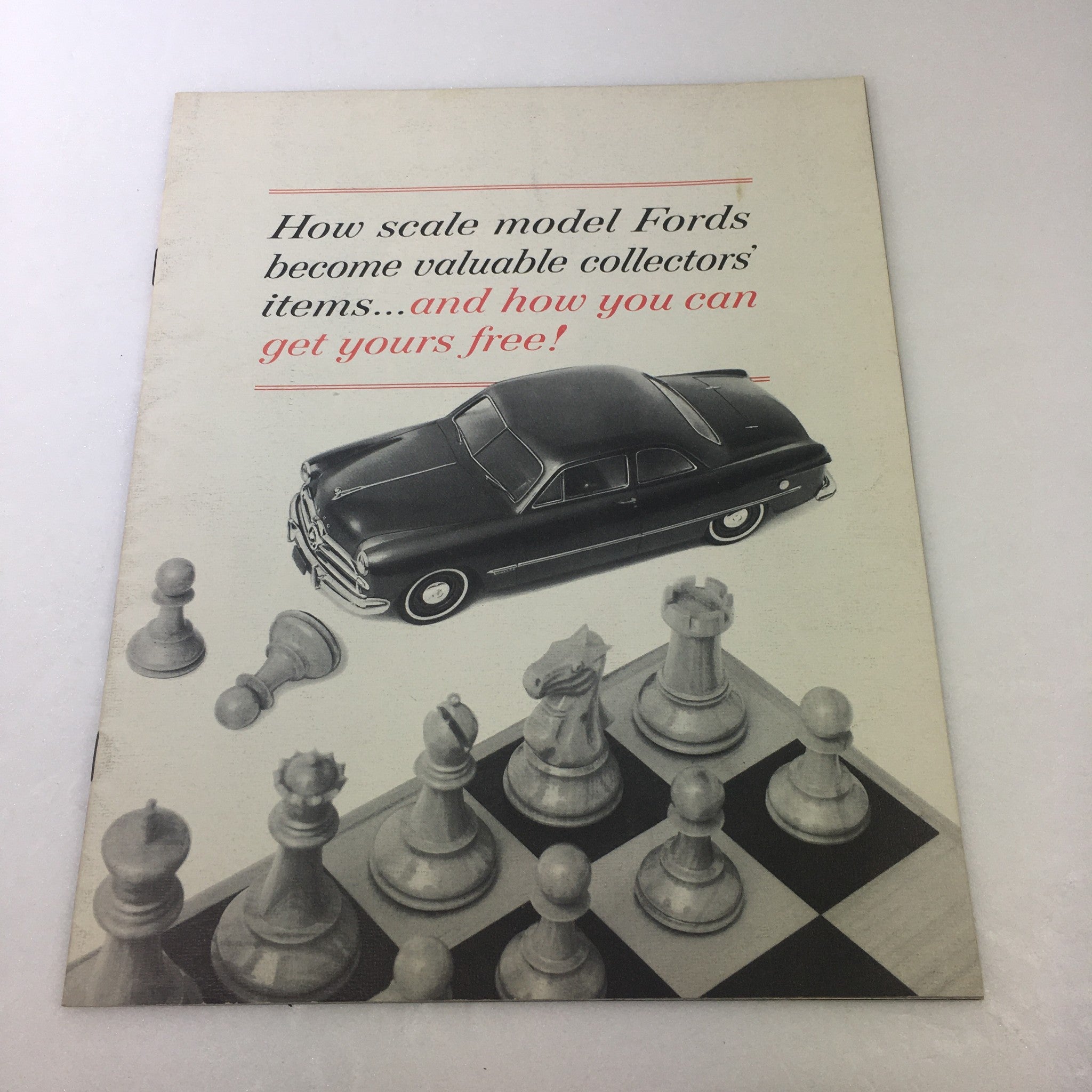 Cover page of the VTG 1963 Ford Falcon Futura Sports Convertible Car Auto Brochure Catalog featuring a classic Ford model and chess pieces, highlighting collectible theme.