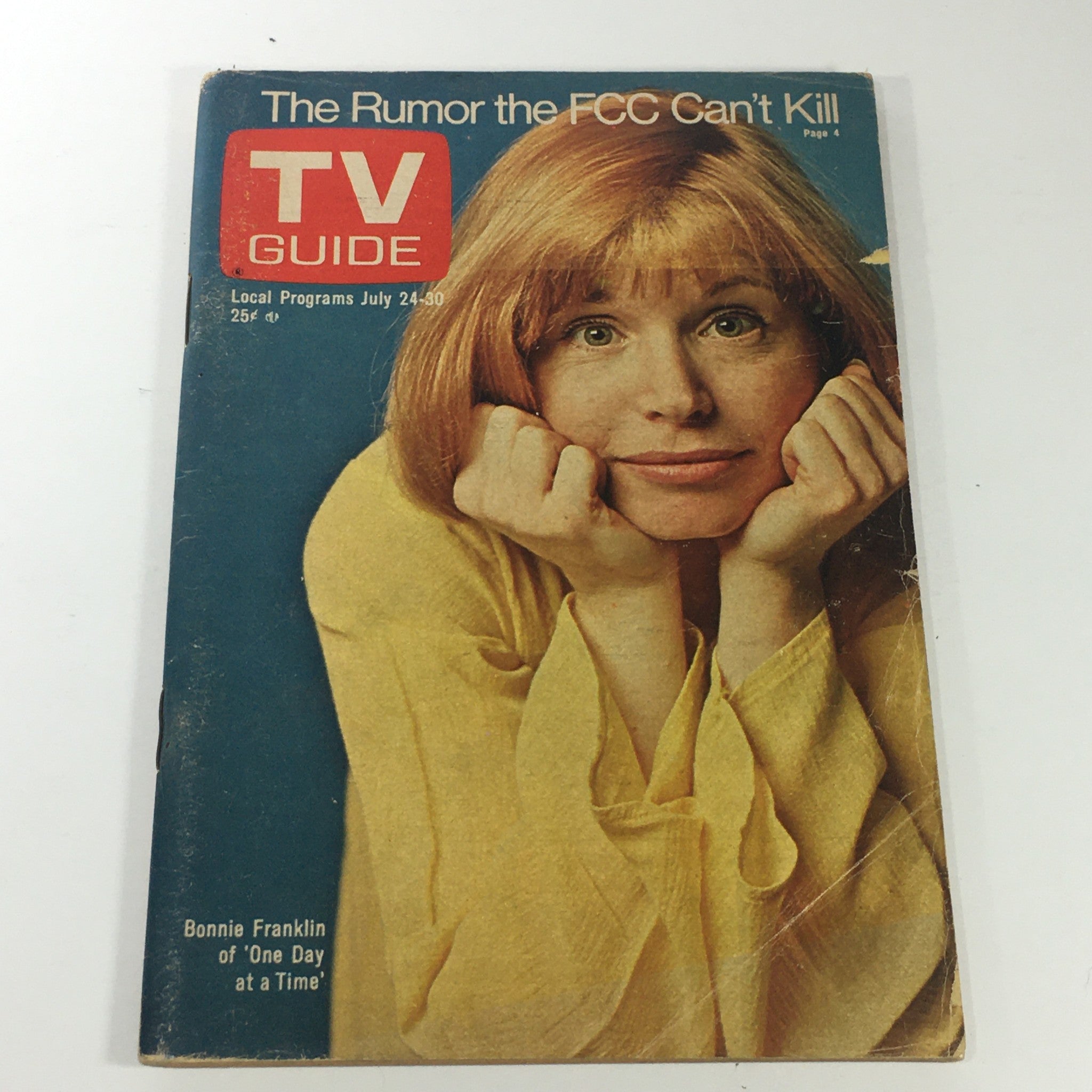 VTG TV Guide Magazine July 24-30 1976 featuring Bonnie Franklin on the cover, showcasing retro television nostalgia.