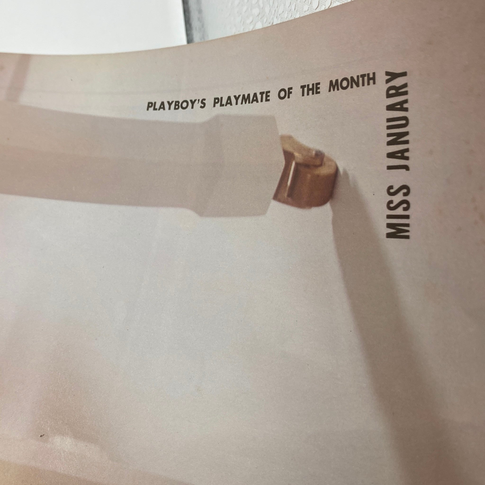 Inside page of VTG Playboy Magazine January 1975 showcasing the Playmate of the Month section with text 'Miss January' highlighting Lynnda Kimball.