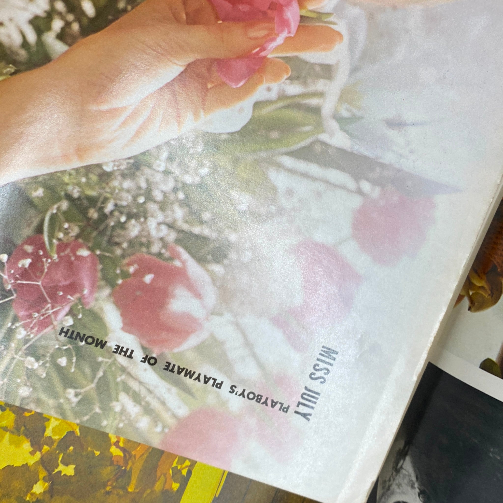 Inside page of Playboy Magazine July 1973 featuring the monthly Playmate of the Month, emphasizing the vintage appeal of the magazine's layout.