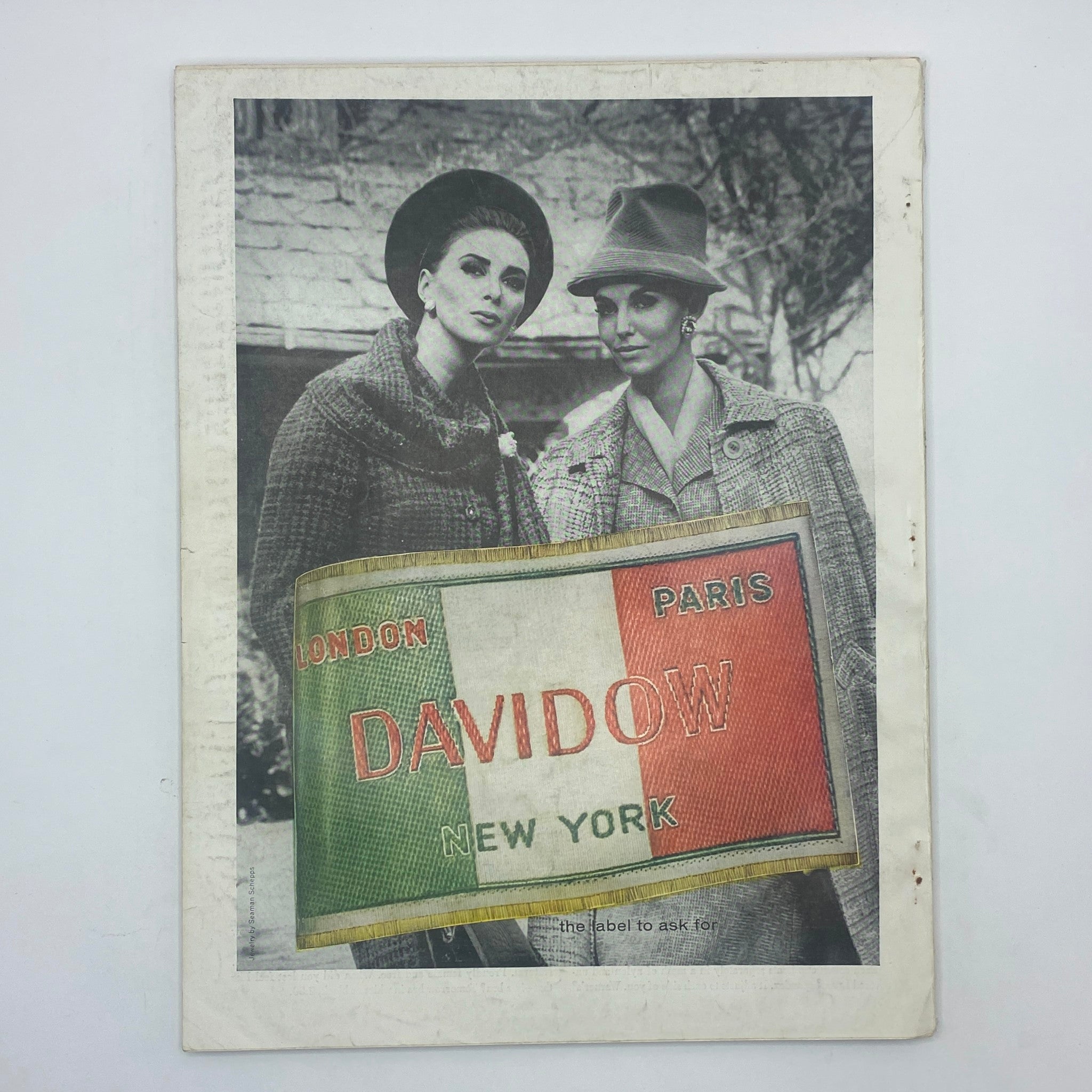 VTG Vogue Magazine August 1 1963 displaying a cover photo of chic models adorned in classic 1960s outfits with designer tags, illustrating timeless fashion heritage.