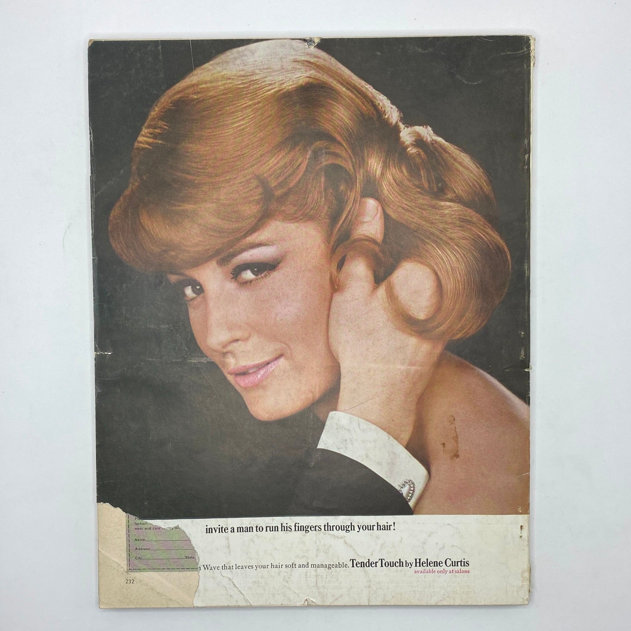 Cover of VTG Vogue Magazine October 1, 1964 featuring a model with styled hair, promoting Tender Touch by Helene Curtis.