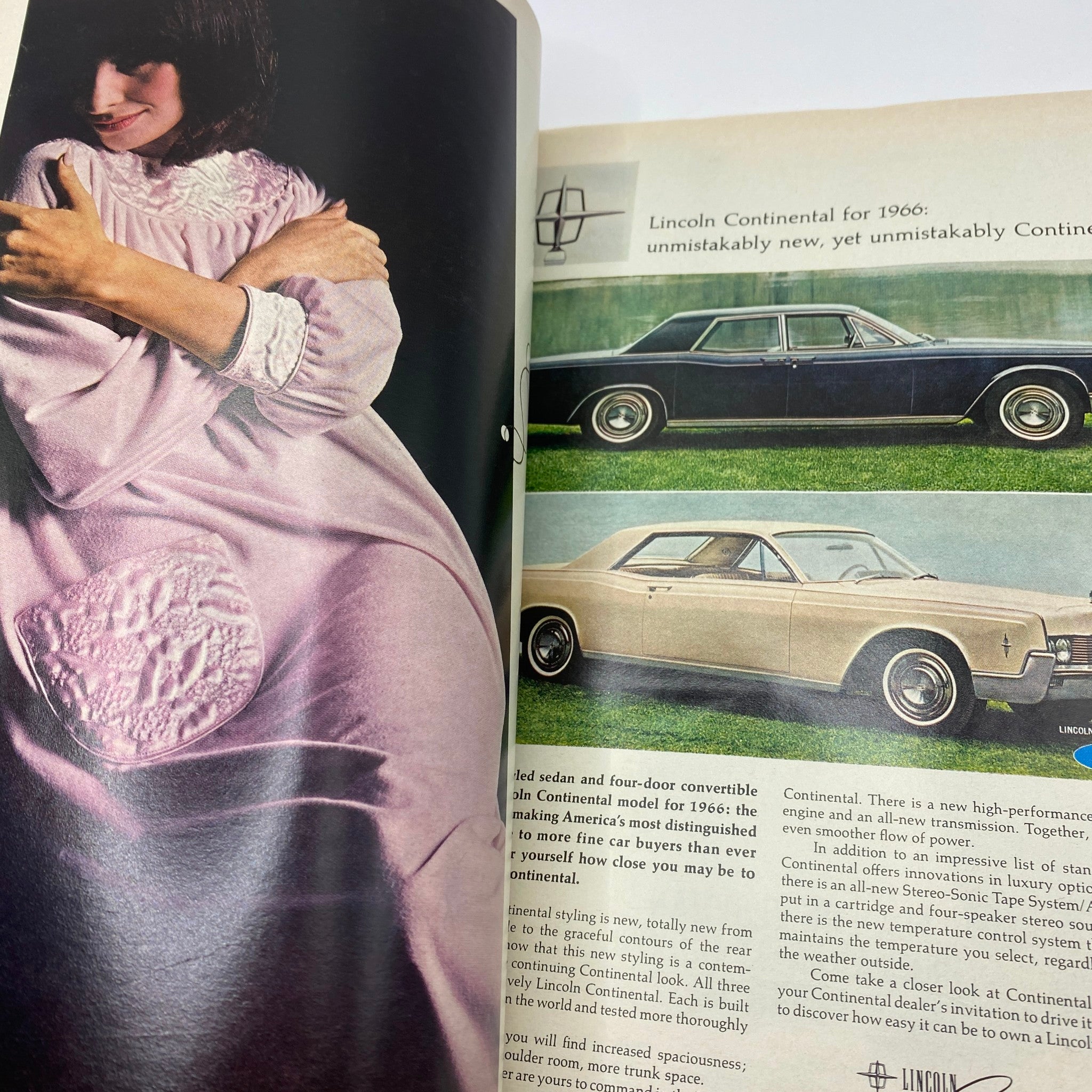 VTG Vogue Magazine November 1965 Brigitte Bauer by Irving Penn featuring an advertisement for the 1966 Lincoln Continental with stylish models.