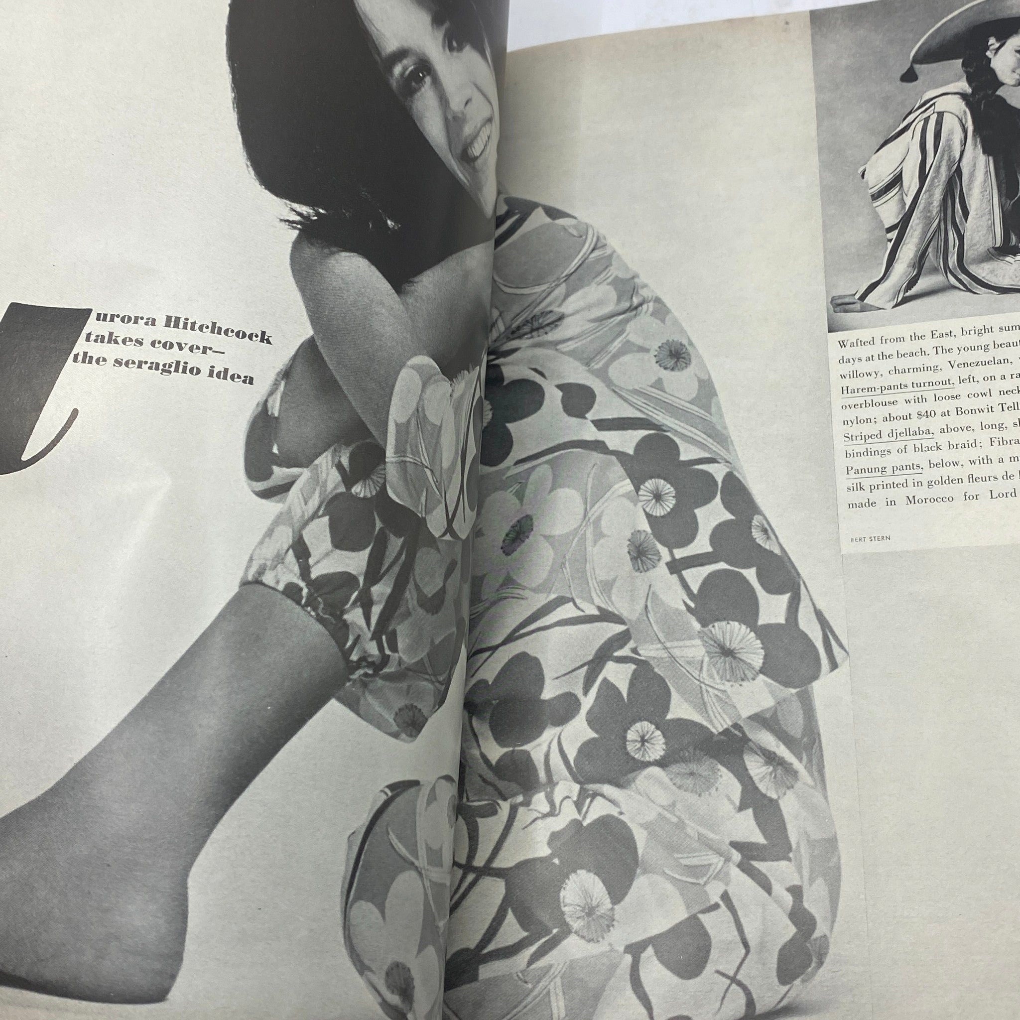 Vintage Vogue Magazine October 1 1962 featuring model Aurora Hitchcock in colorful floral fashion, capturing early 1960s style by Bert Stern.