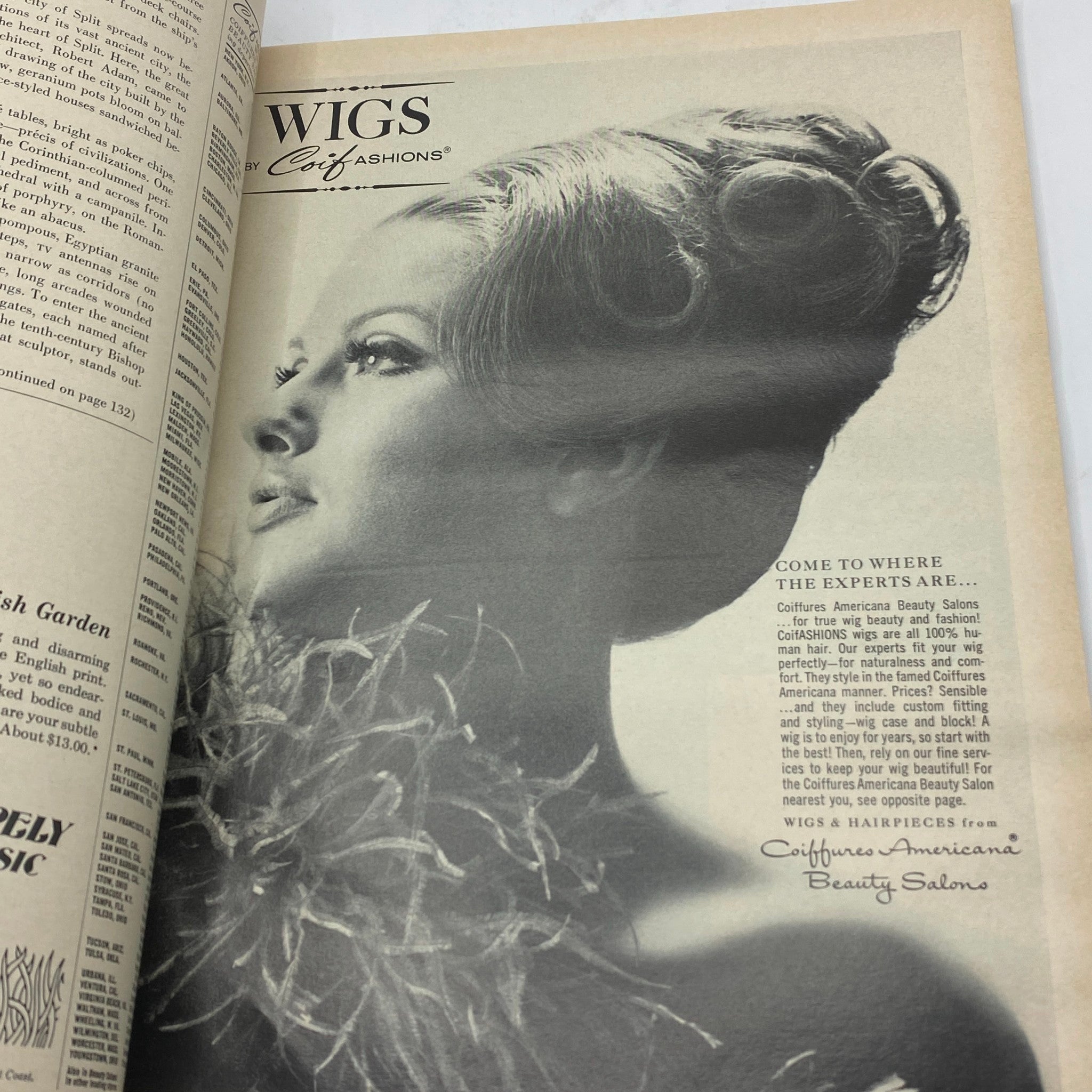 Vintage Vogue Magazine October 1 1962 showcasing a glamorous advertisement for wigs by Coif Fashions, highlighting beauty and elegance.