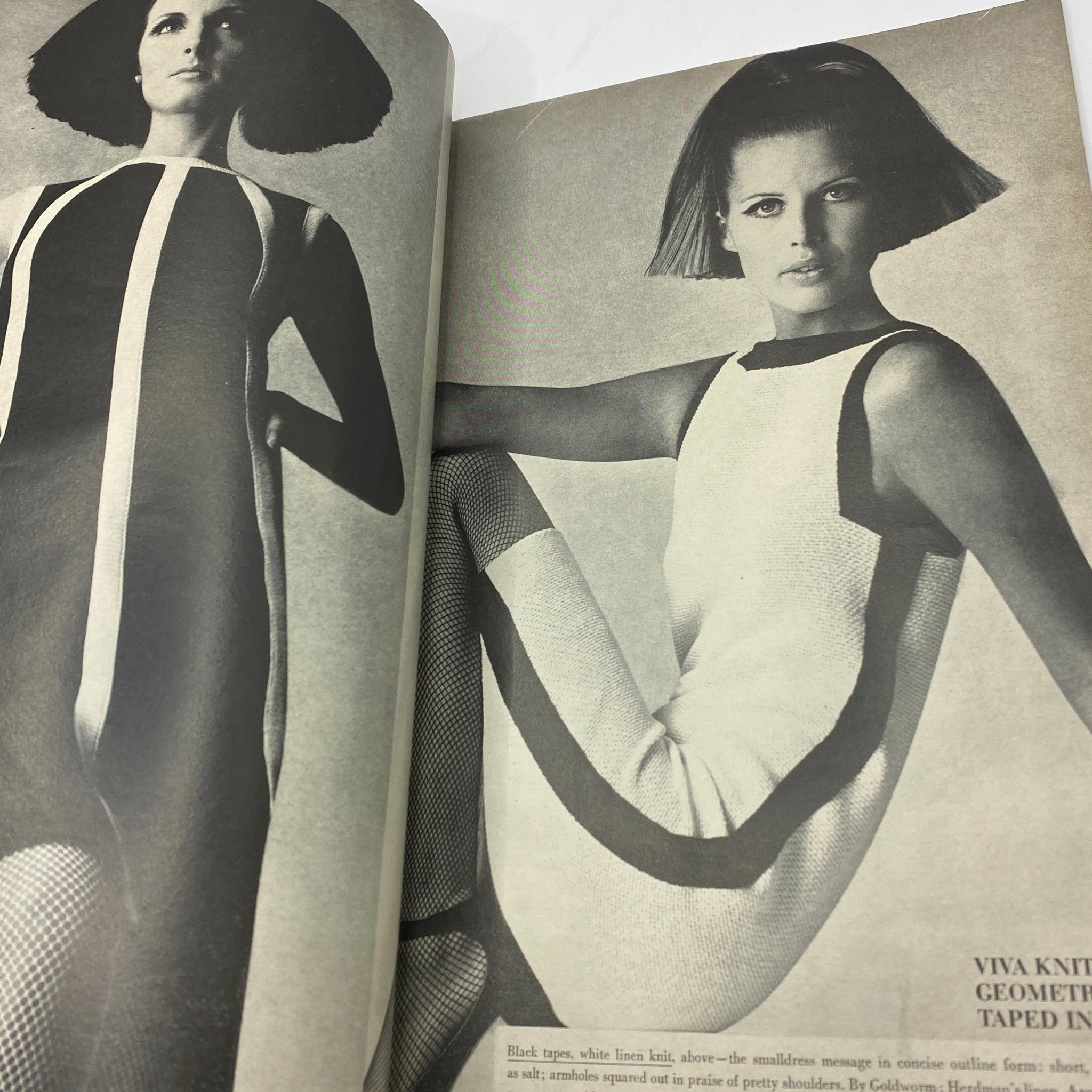 Another fashion editorial from VTG Vogue Magazine February 15 1966 featuring bold geometric styles and high fashion looks.