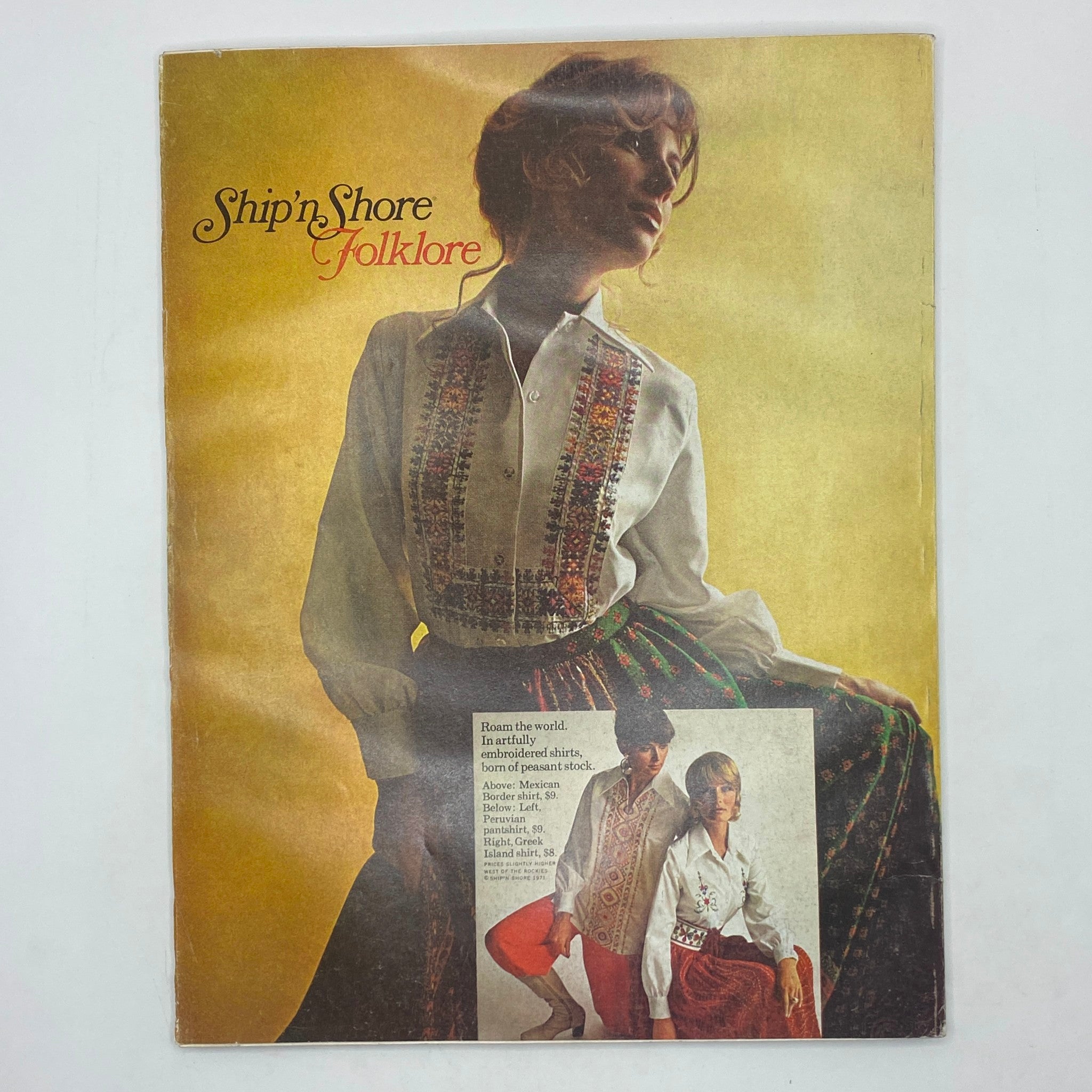 Cover of the January 1, 1971 VTG Vogue Magazine displaying a model in embroidered attire, highlighting the fashion of the era.