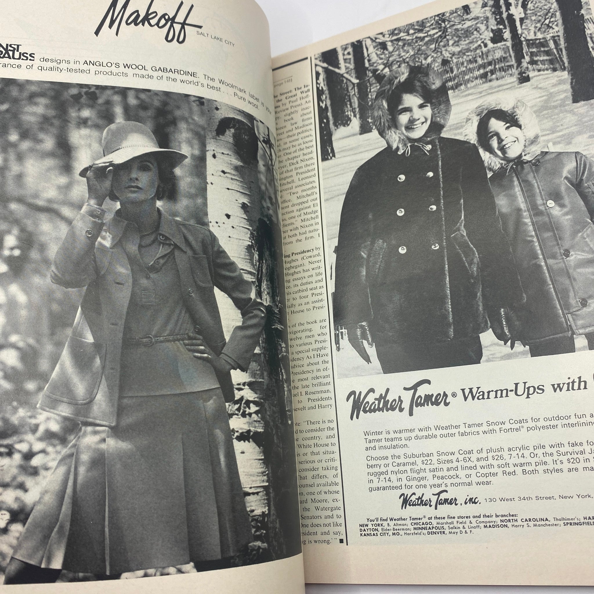 Editorial spread in the VTG Vogue Magazine September 1973 featuring a model in a stylish coat, emphasizing fashion trends of the 1970s.