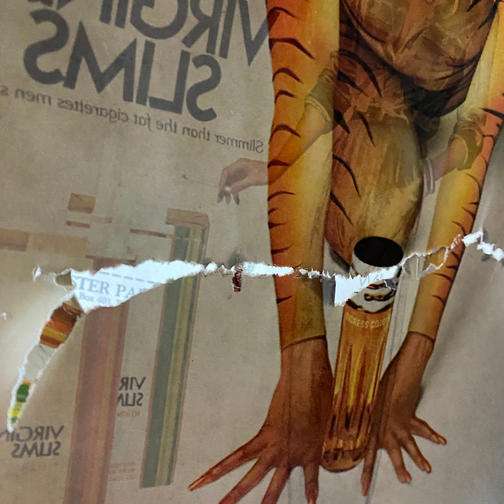 Damaged cover of VTG Vogue Magazine December 1975 featuring fashion illustration, showcasing artistic design elements and signs of wear typical for vintage magazines.