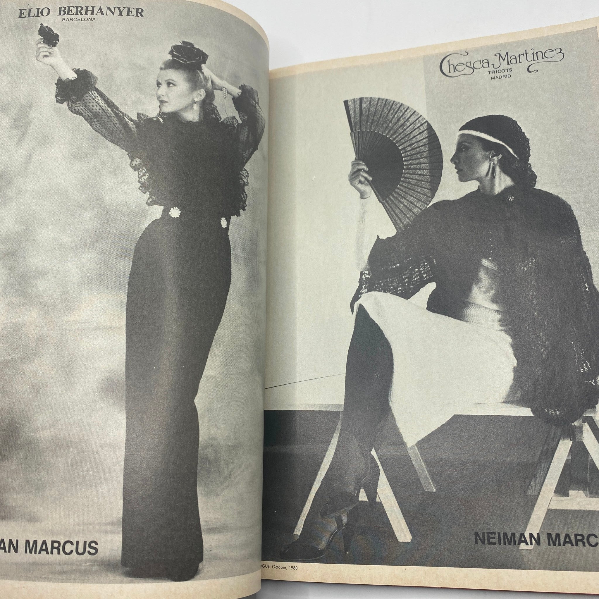 Vogue Magazine October 1980 advertisement for Elio Berhanyer, displaying high fashion photography of models in elegant clothing with distinctive accessories, representing 1980s fashion aesthetics.