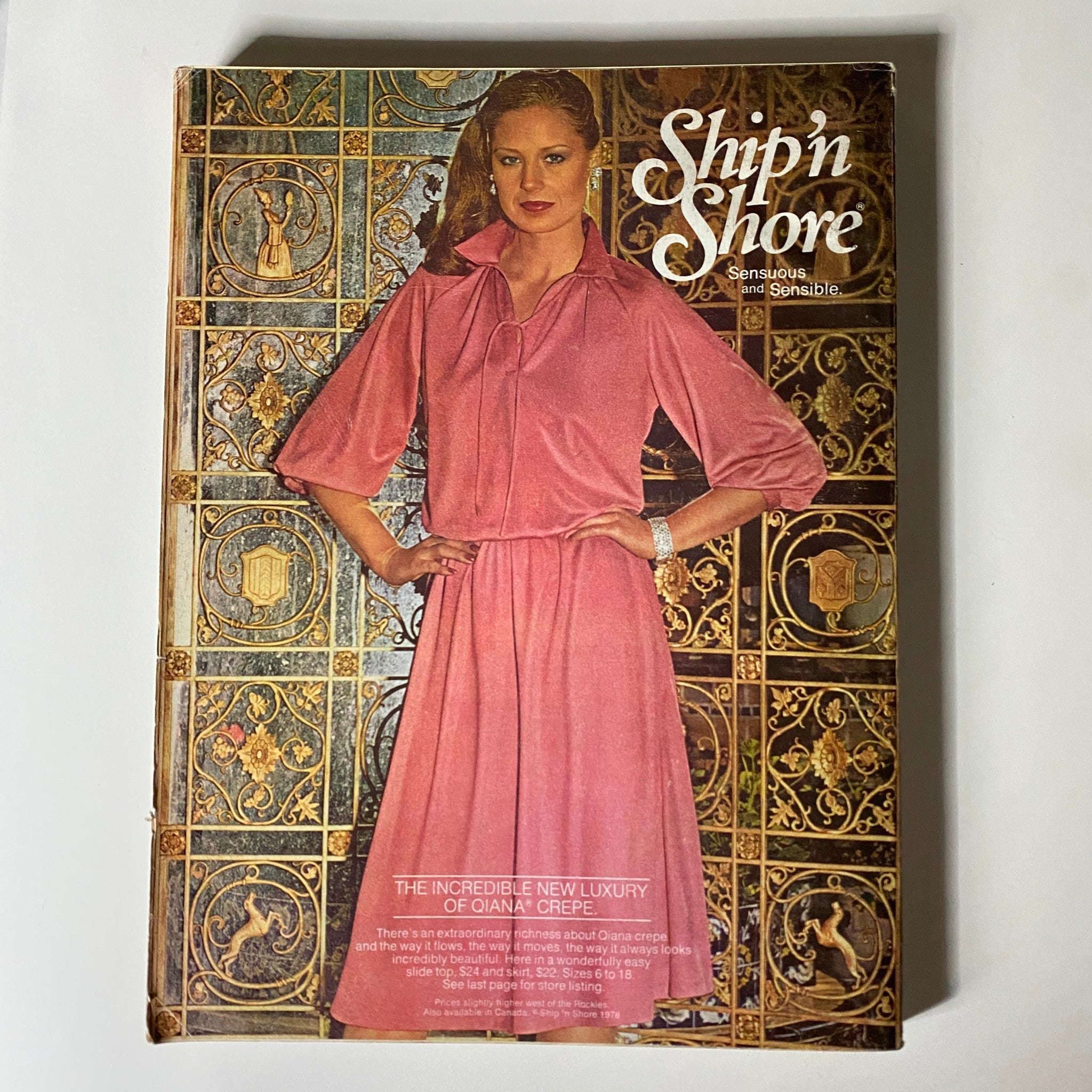 VTG Vogue Magazine September 1978 Rosie Vela by Arthur Elgort, featuring a cover image of a model in a pink dress, promoting the Ship'n Shore brand.
