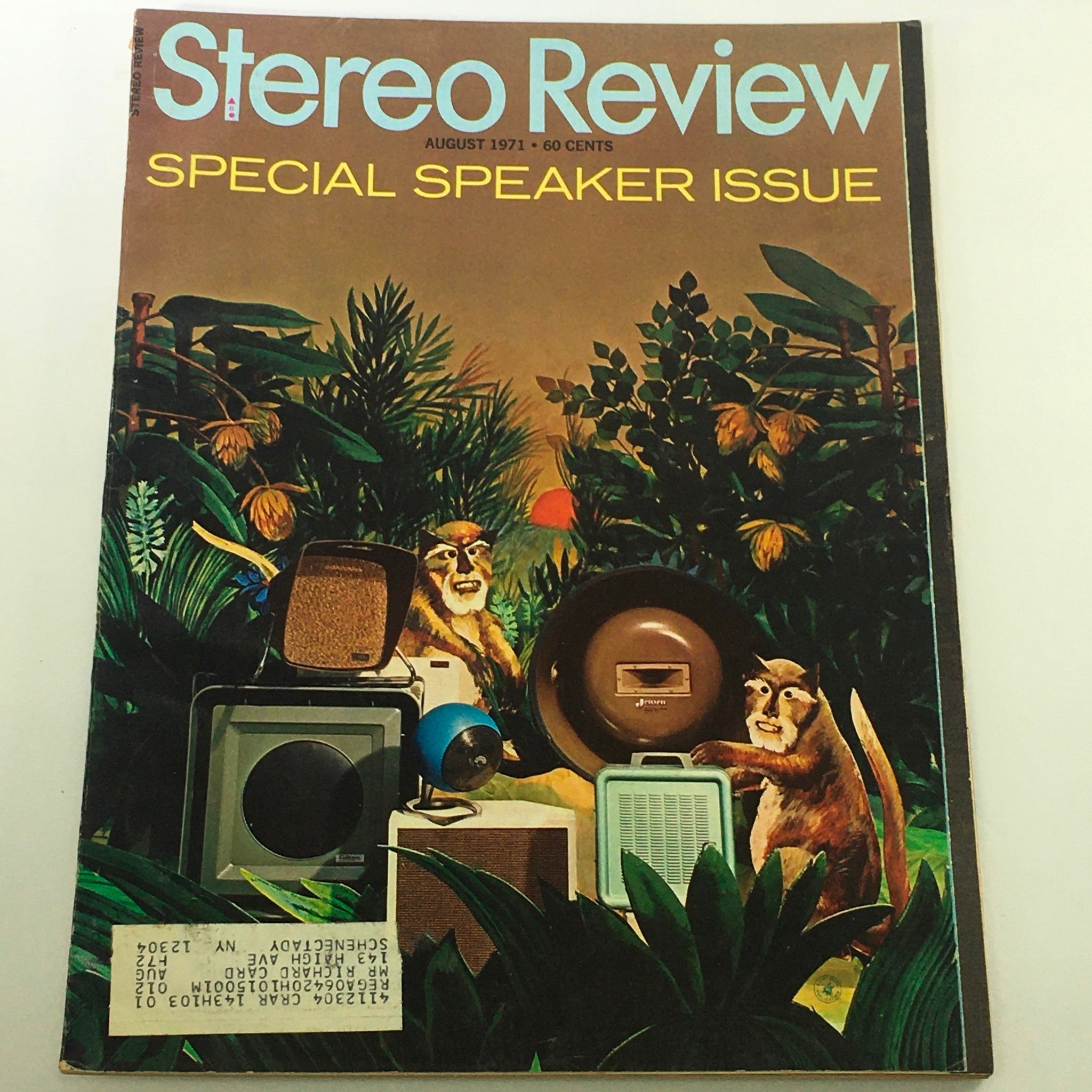 Cover of VTG Stereo Review Magazine August 1971 - Special Speaker Issue featuring vintage audio equipment and wildlife, showcasing a vibrant design that captures the essence of audio technology in the early 70s.