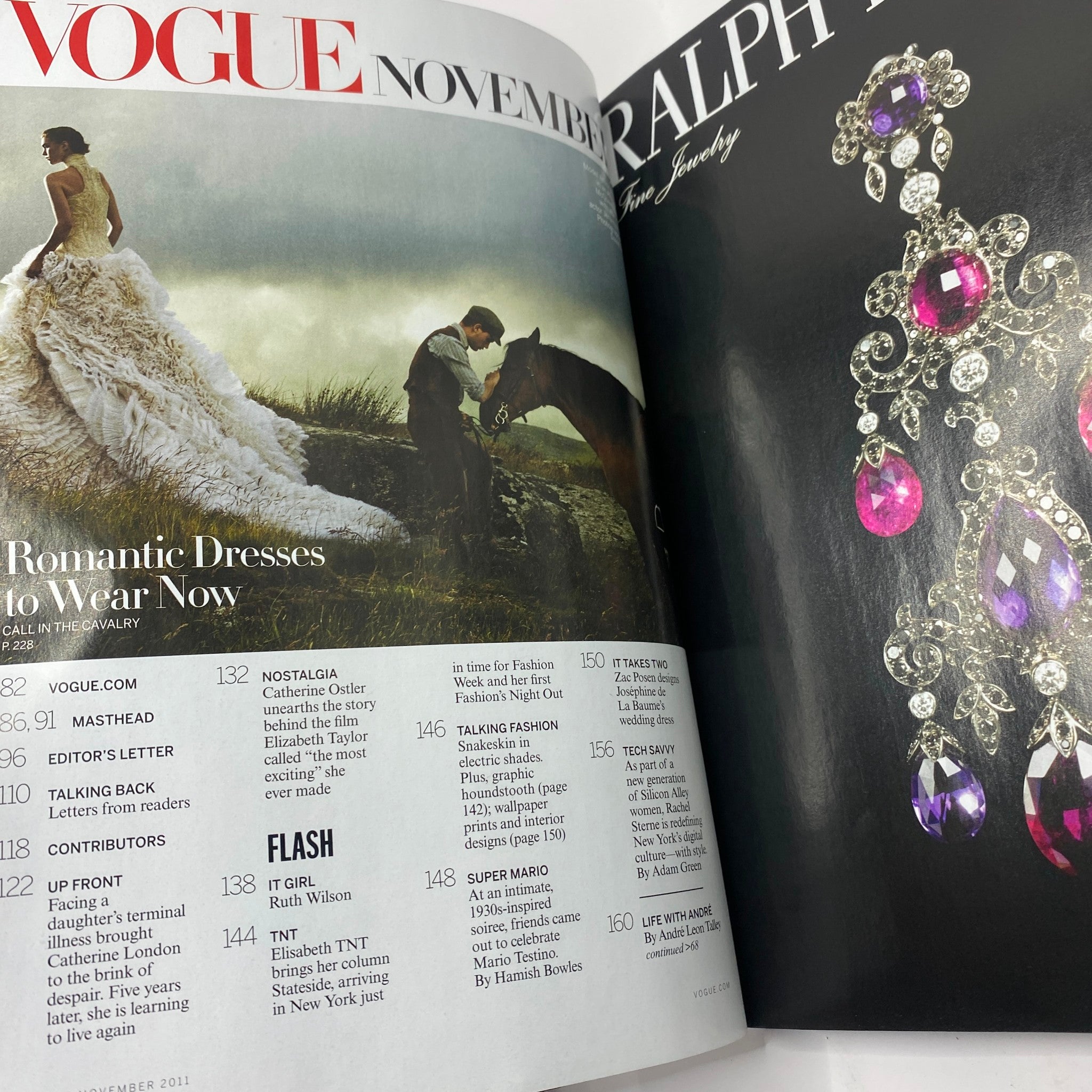 Inside page of Vogue Magazine November 2011 displaying editorial layout, including articles and fashion content related to the issue.