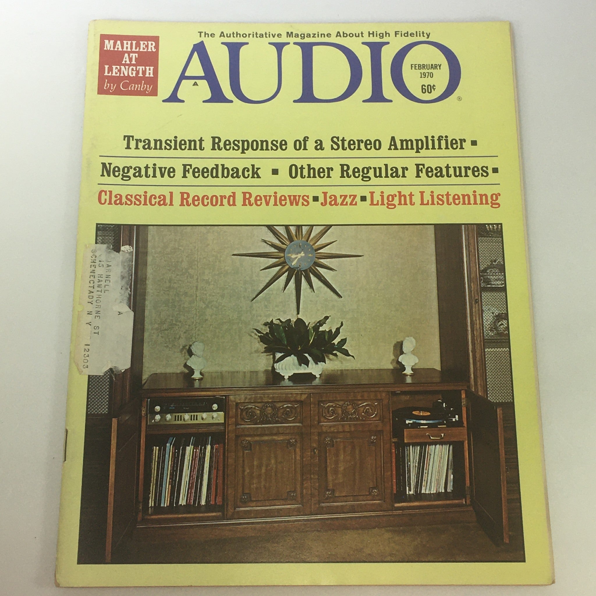 VTG Audio & Music Magazine February 1970 featuring an article on Transient Response of a Stereo Amplifier with a classic layout showcasing a vintage audio setup.