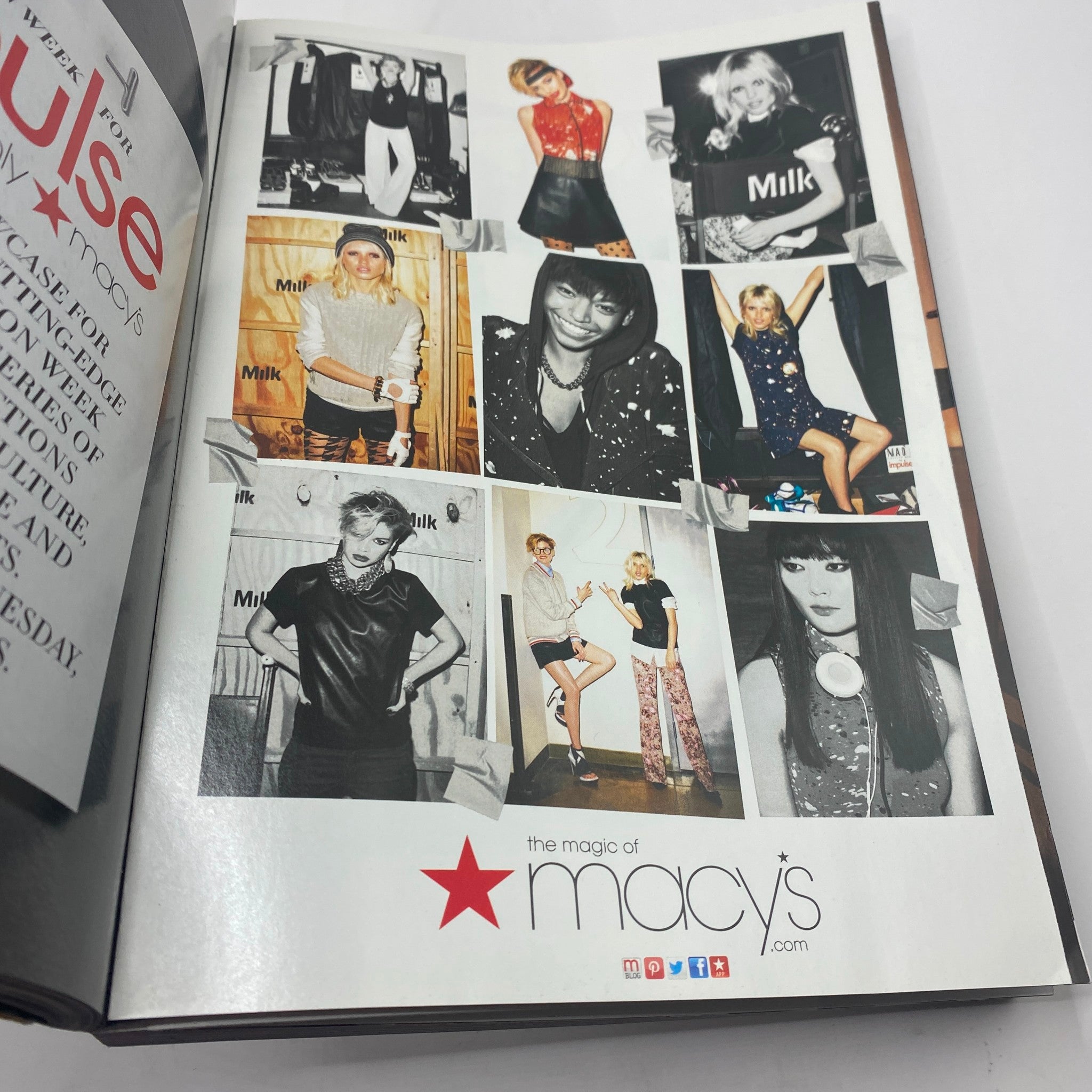 Vogue Magazine March 2013 Beyonce Power Issue - A page showcasing a fashion spread featuring multiple models in stylish outfits for Macy's, celebrating modern fashion.