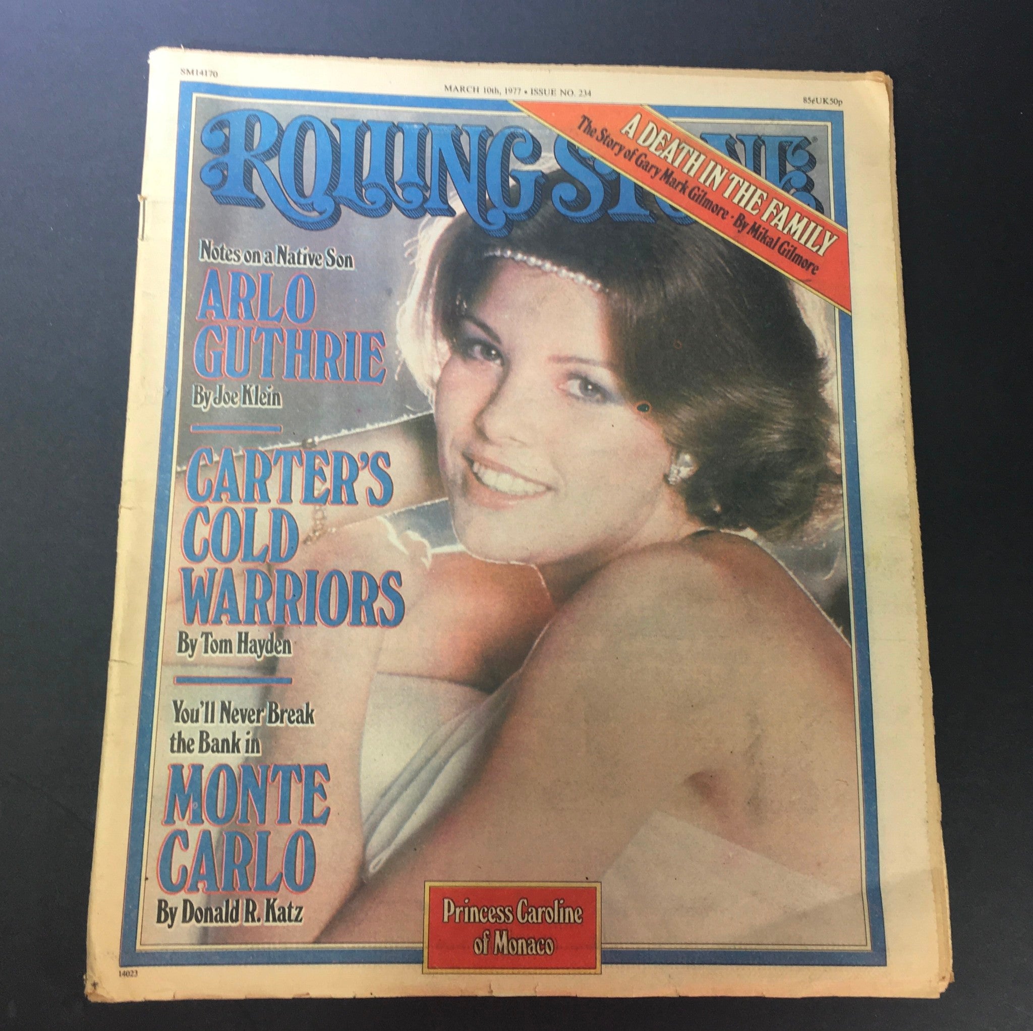 Vintage Rolling Stone Magazine from March 10, 1977, featuring Princess Caroline of Monaco on the cover, capturing the essence of celebrity culture in the late 1970s.