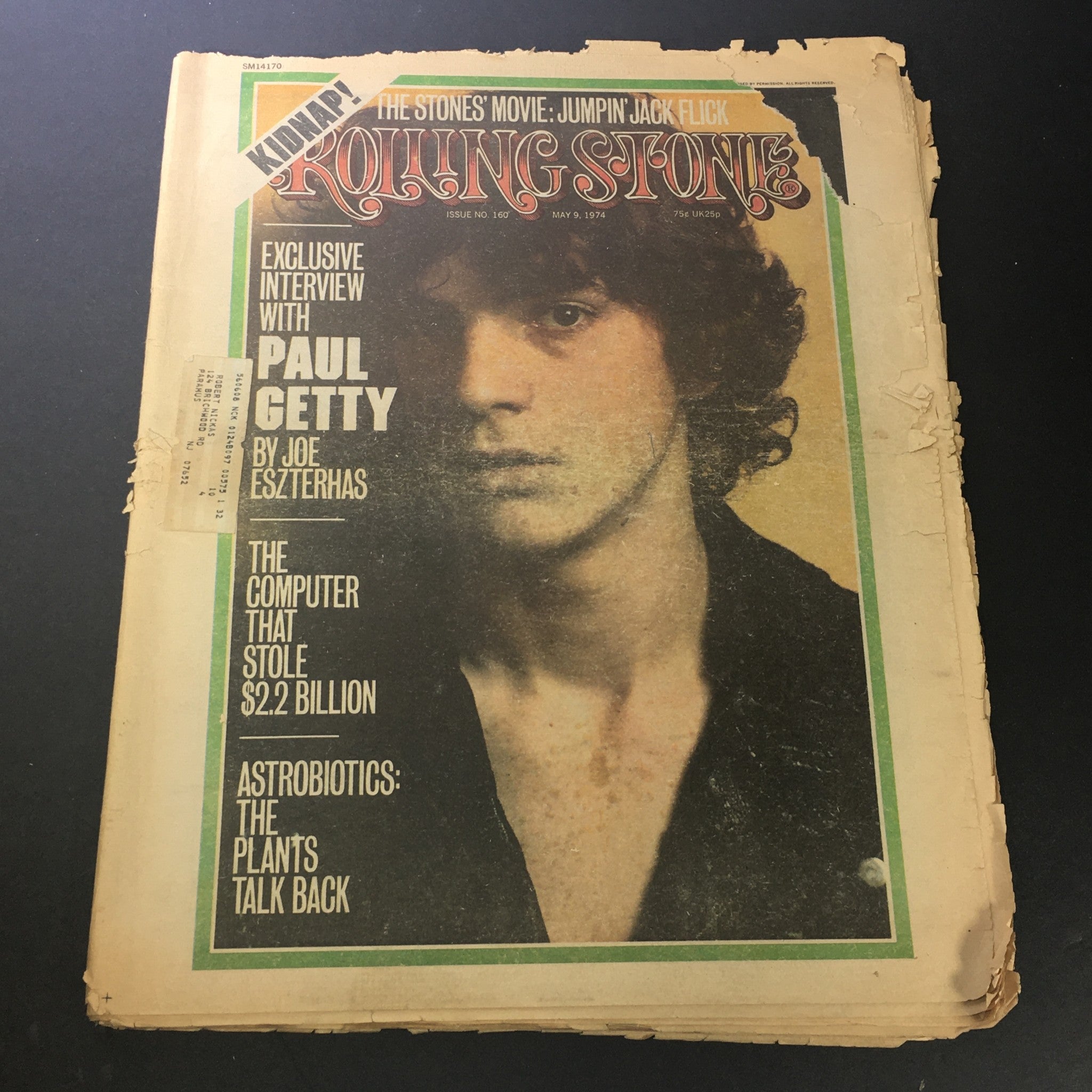 Cover of the VTG Rolling Stone Magazine May 9, 1974 featuring an exclusive interview with Paul Getty and details about The Stone's movie.