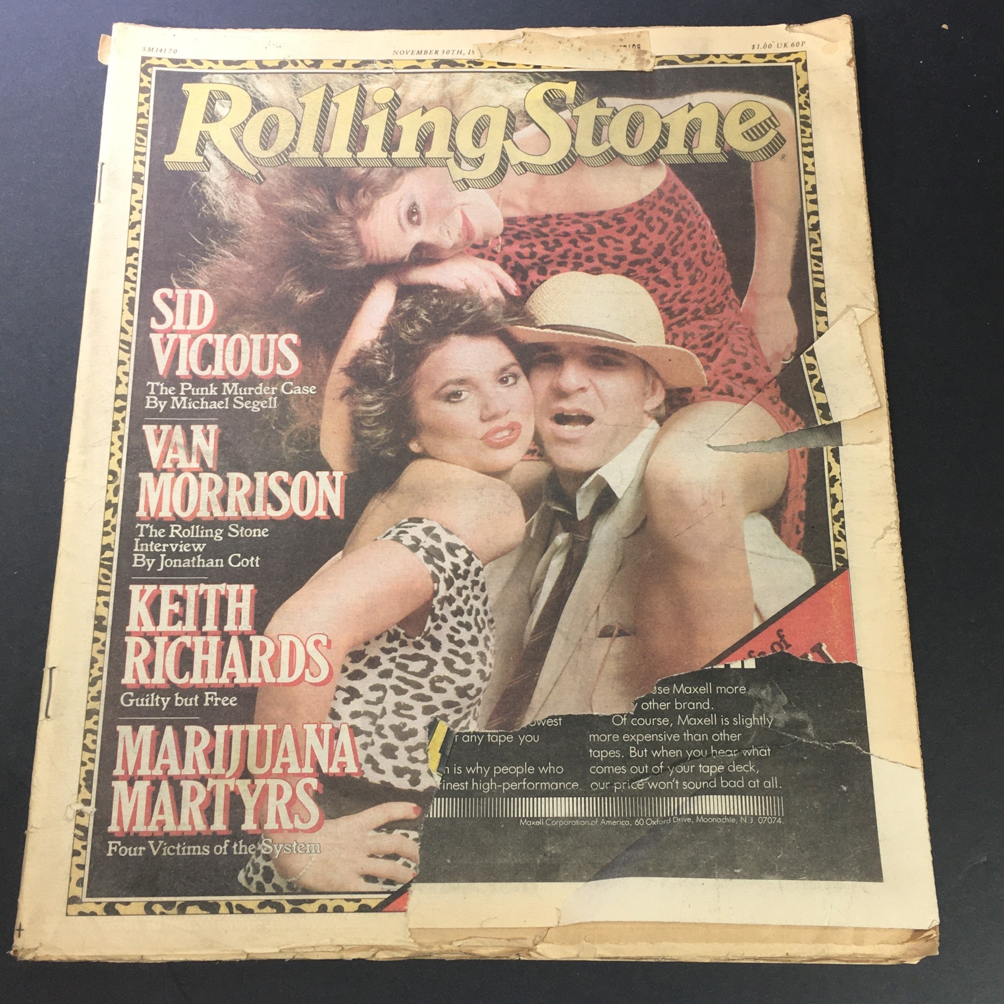 Cover of VTG Rolling Stone Magazine November 30, 1978 featuring Keith Richards and Van Morrison, showcasing the vibrant late '70s music scene with images of musicians and articles about cultural movements.
