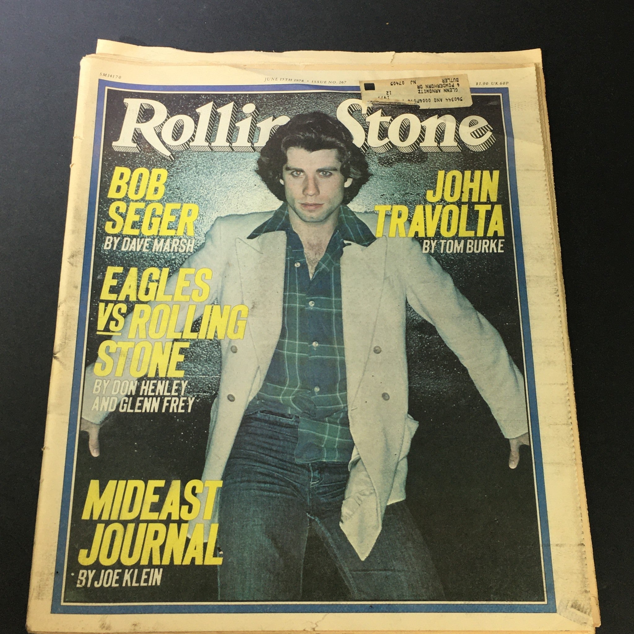 Cover of VTG Rolling Stone Magazine June 15 1978 featuring John Travolta and Bob Seger headlines, showcasing the fashion and design of the late 1970s.