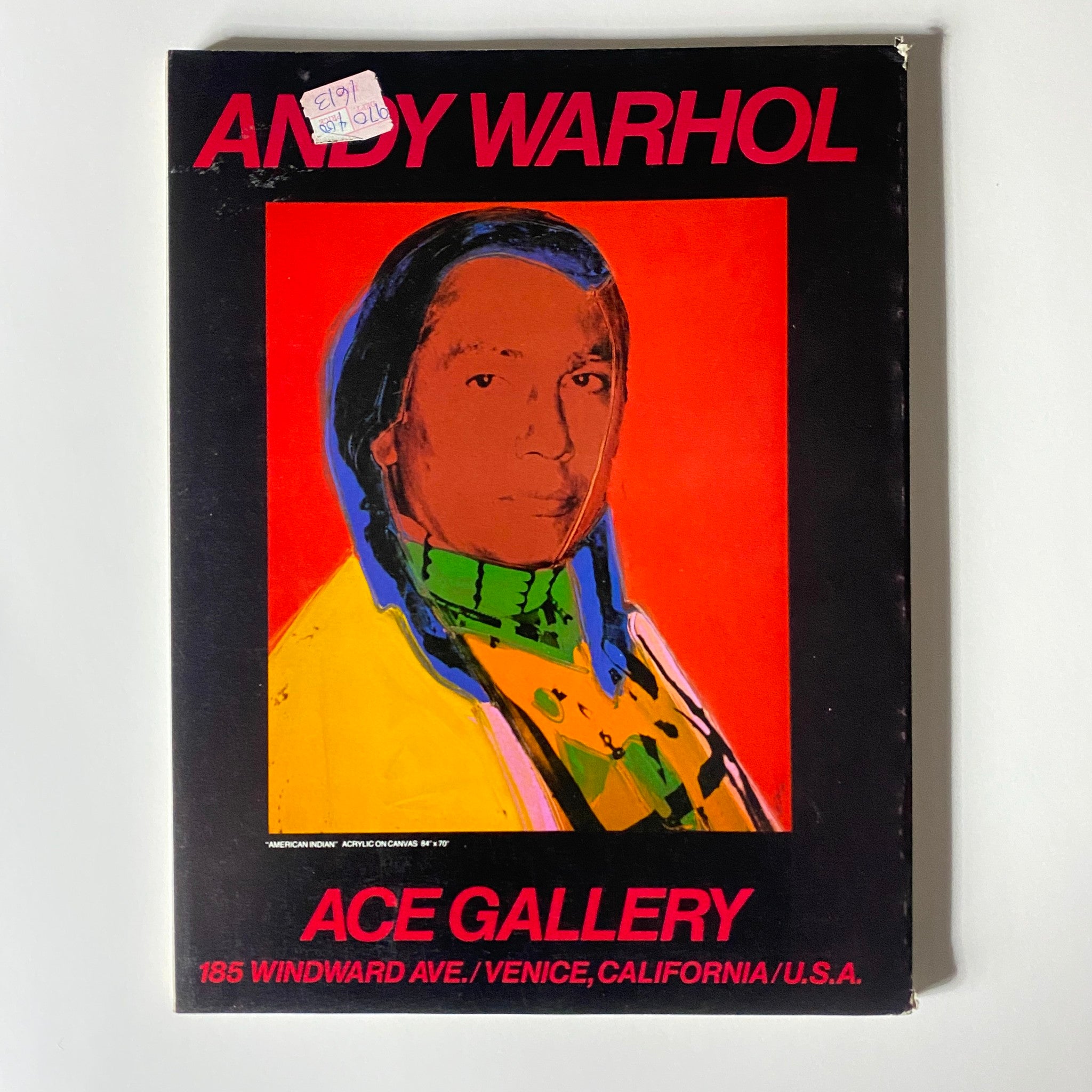 Cover of an Andy Warhol publication, displaying colorful artwork of a Native American subject, designed as a complement to the Art in America Magazine.