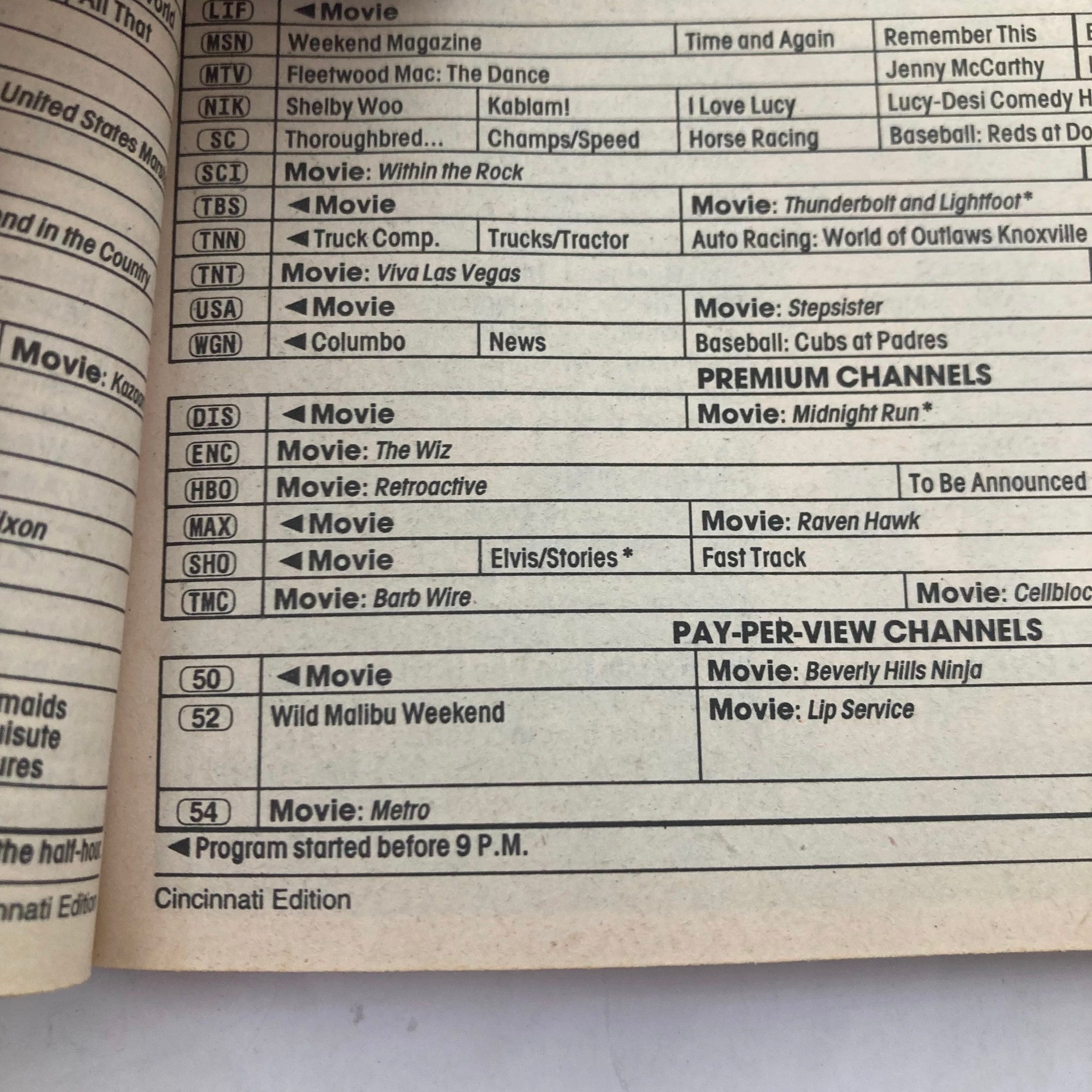 TV Guide Magazine August 16 1997 Cincinnati edition, showcasing TV listings including movies like 'Elvis/Stories' and 'Barb Wire'. A snapshot of the channels and programs available during that time.