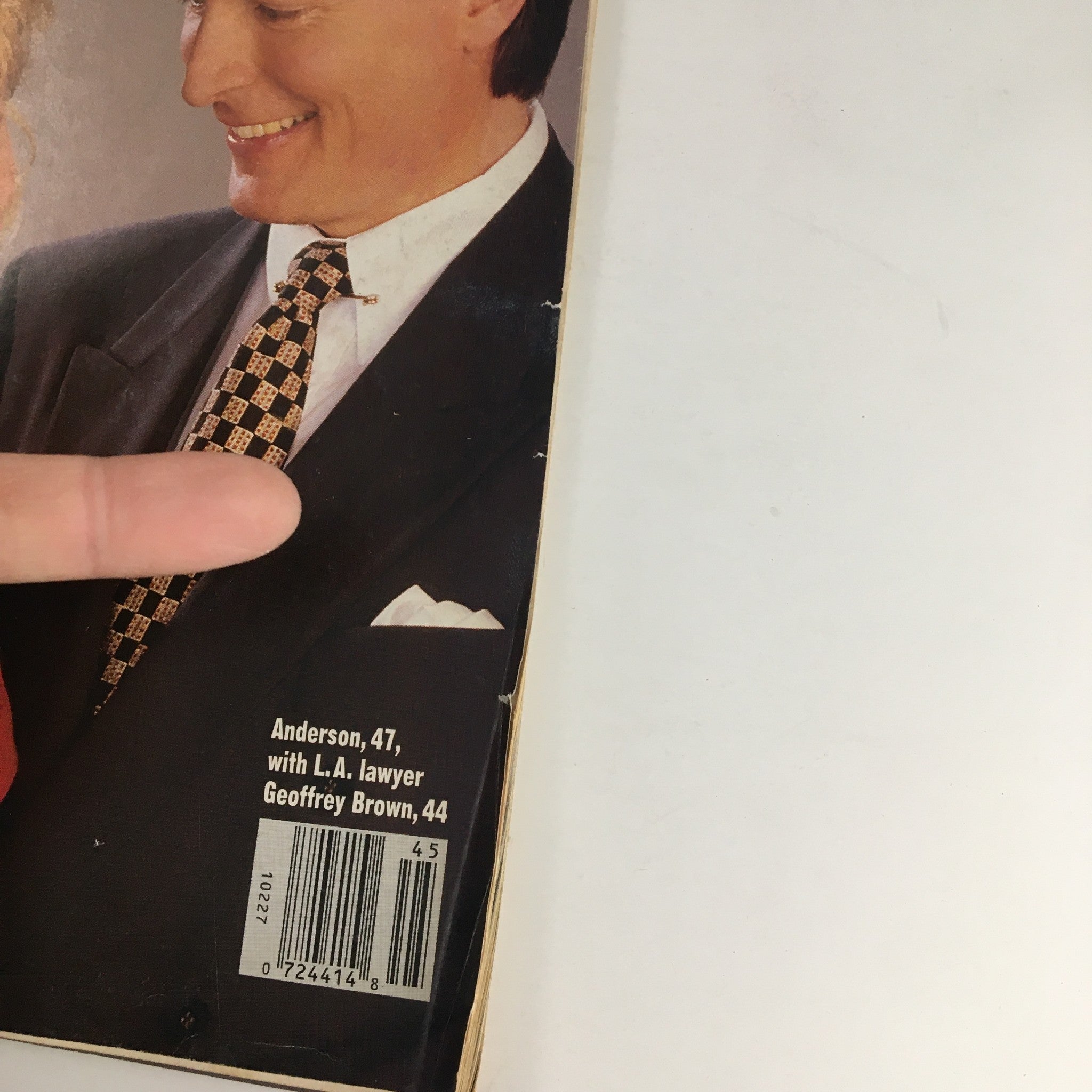 Cover image of People Weekly Magazine from November 28, 1993 featuring Anderson and L.A. lawyer Geoffrey Brown, depicting their prominent presence in celebrity culture.
