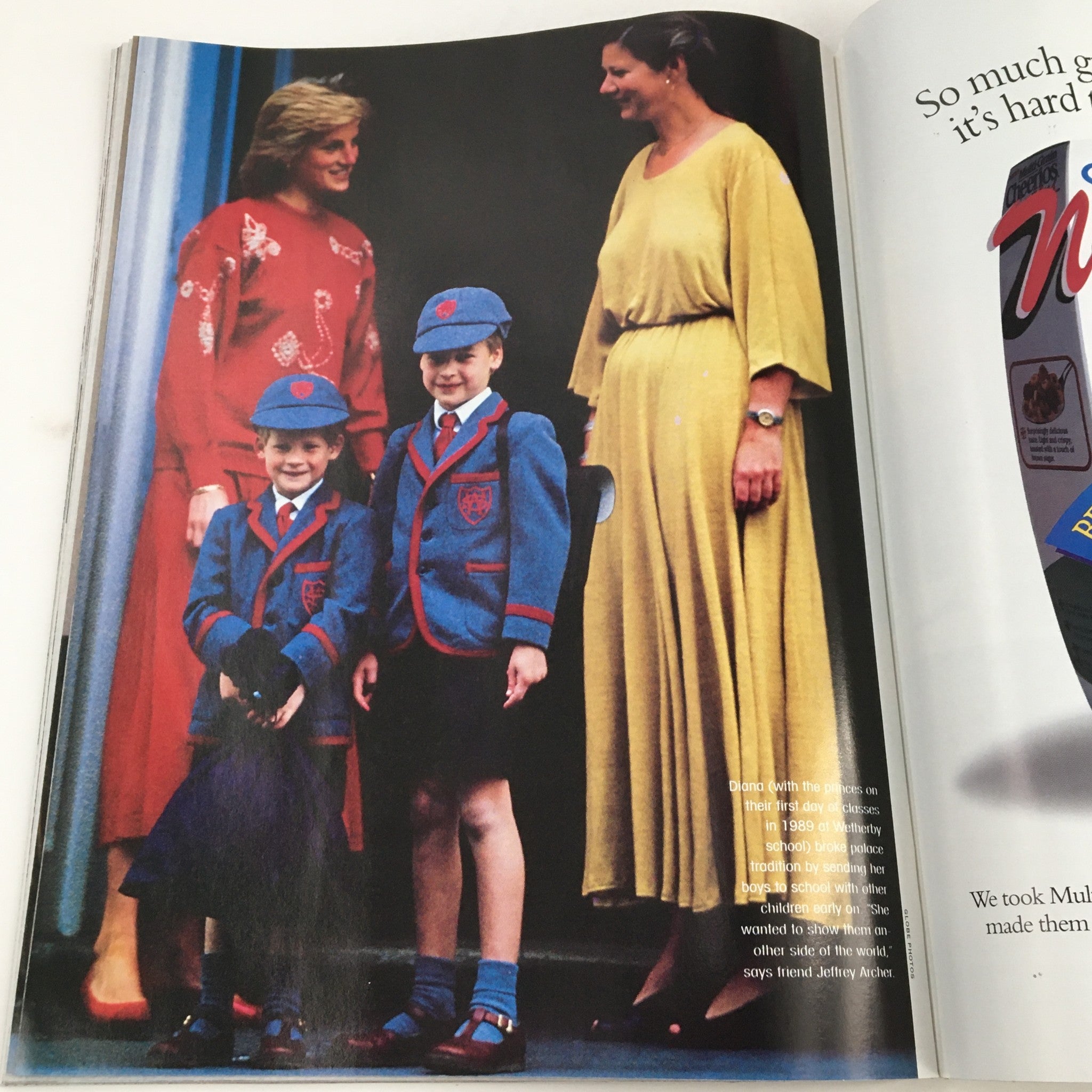 People Weekly Magazine Fall 1997 Diana, Princess of Wales depicting Diana with her two sons, Prince Harry and Prince William, on their first day of school, capturing a heartfelt family moment.
