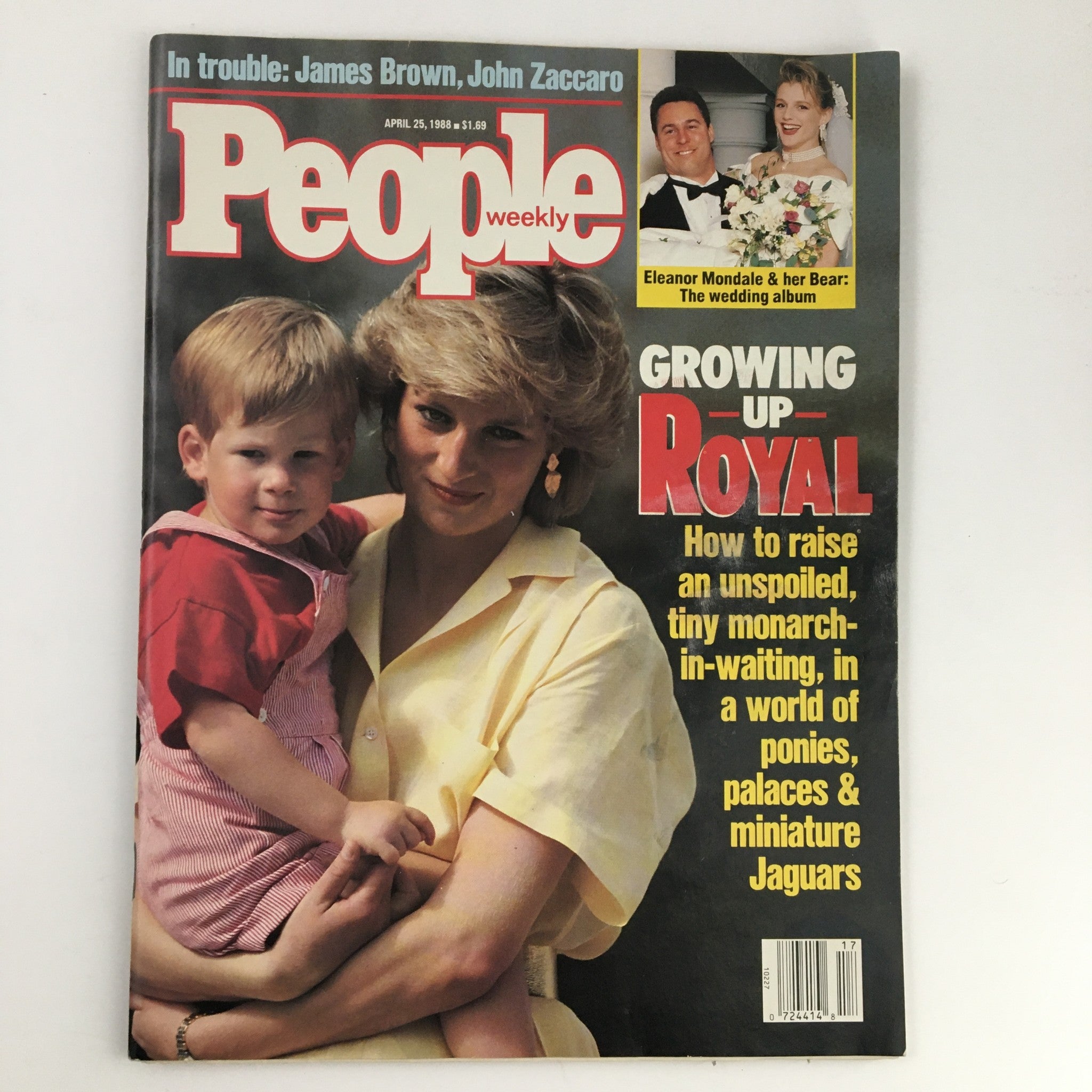 People Weekly Magazine April 25 1988 featuring Princess Diana and Prince William on the cover, highlighting the theme 'Growing Up Royal'.