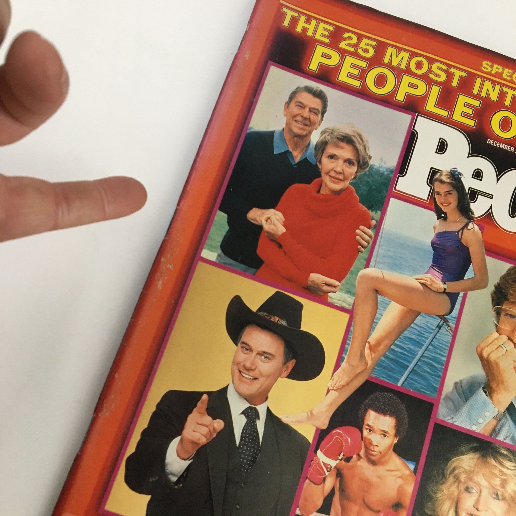 Close-up of the People Weekly Magazine December 29, 1980 cover featuring Ronald Reagan and Nancy Reagan, emphasizing the theme 'The 25 Most Intriguing People of 1980'.