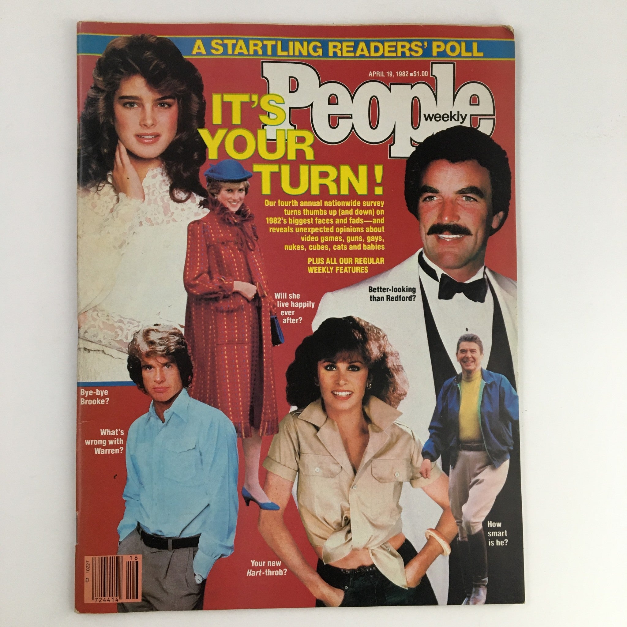 Cover of People Weekly Magazine from April 19, 1982 featuring Brooke Shields and Princess Diana, highlighting popular culture and celebrity news.
