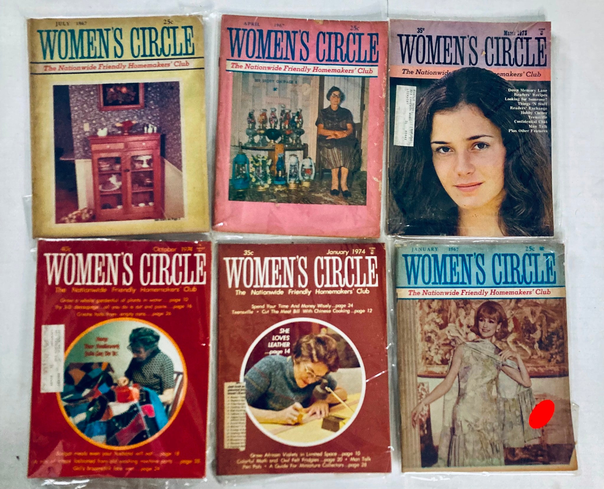 Assorted Women's Circle magazines, a lot of 27, from the 1960s and 1970s, illustrating themes of home and family life through their vintage covers.