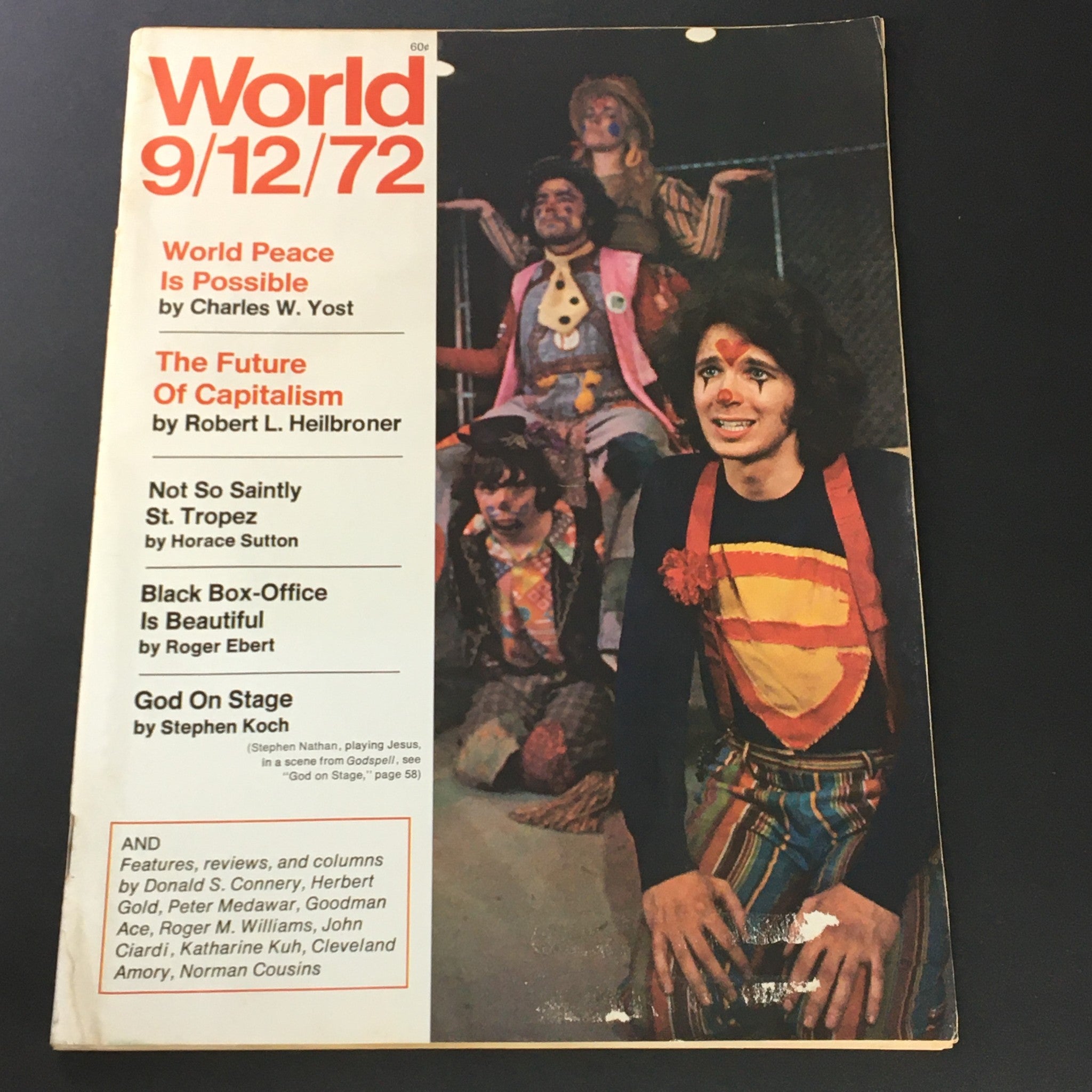 VTG World Magazine September 12 1972 Vol 1 #6 cover featuring the theme 'The Future of Capitalism' with a colorful graphic and performance art scene.