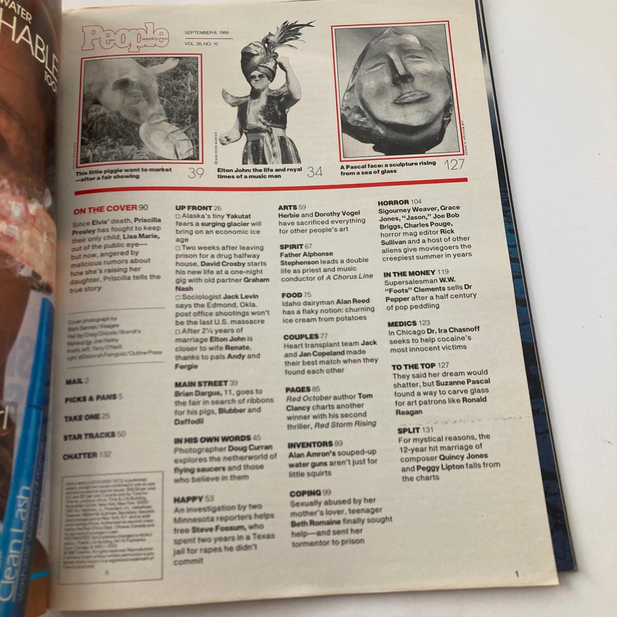 Inside page of People Weekly Magazine September 8, 1986, showcasing articles and features including a section on Elton John and notable events of the time.