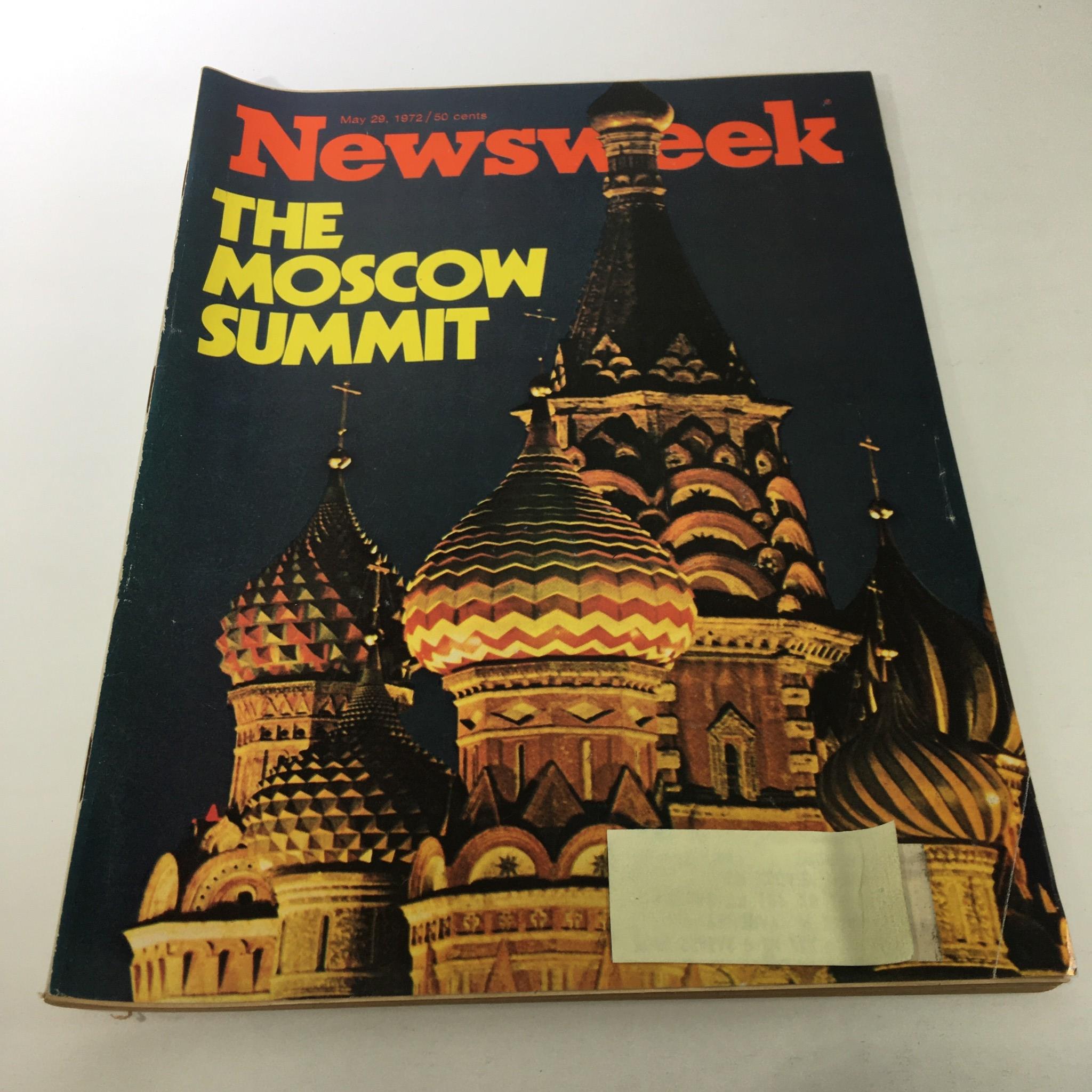 Cover of Newsweek Magazine dated May 29, 1972, featuring 'The Moscow Summit' with a vibrant image of the iconic onion domes of St. Basil's Cathedral.