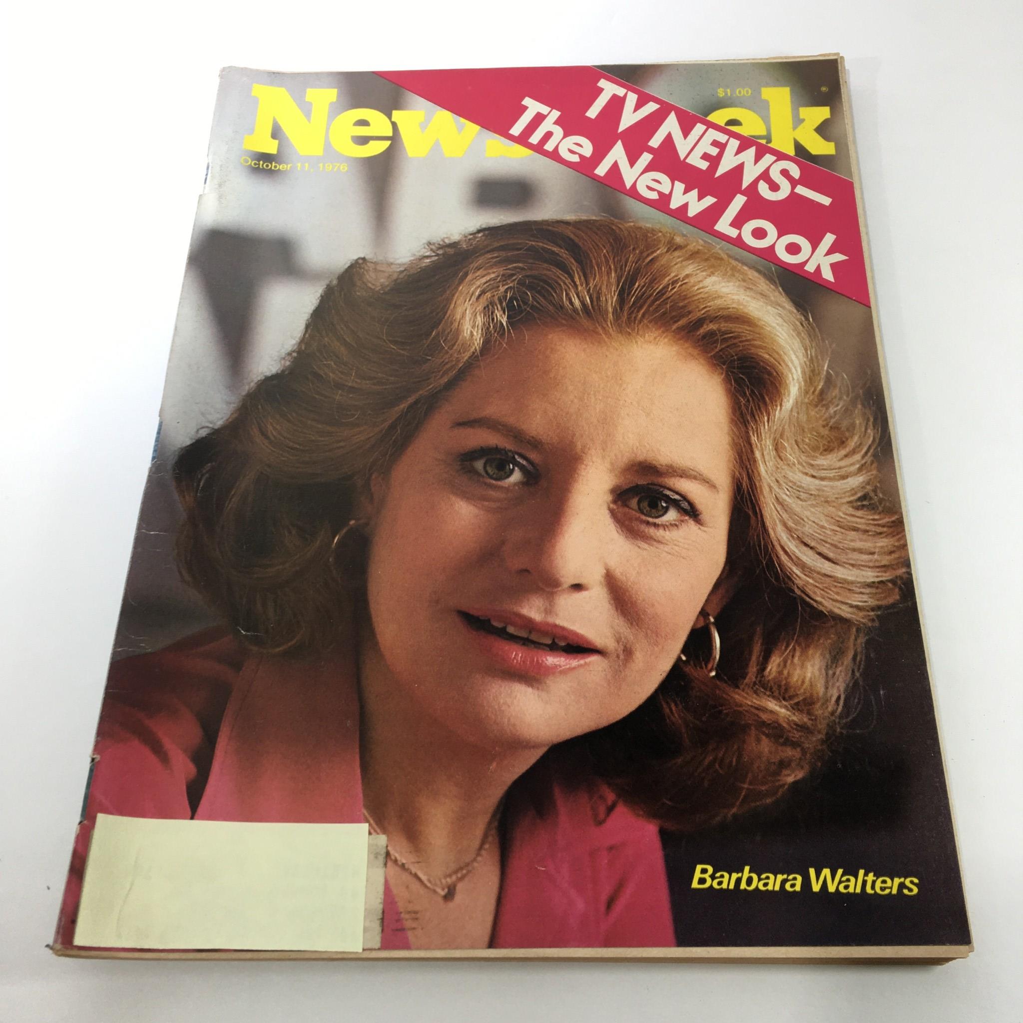 VTG Newsweek Magazine from October 11, 1976 featuring Barbara Walters on the cover, highlighting the theme "TV News - The New Look" in a vintage collectible format.