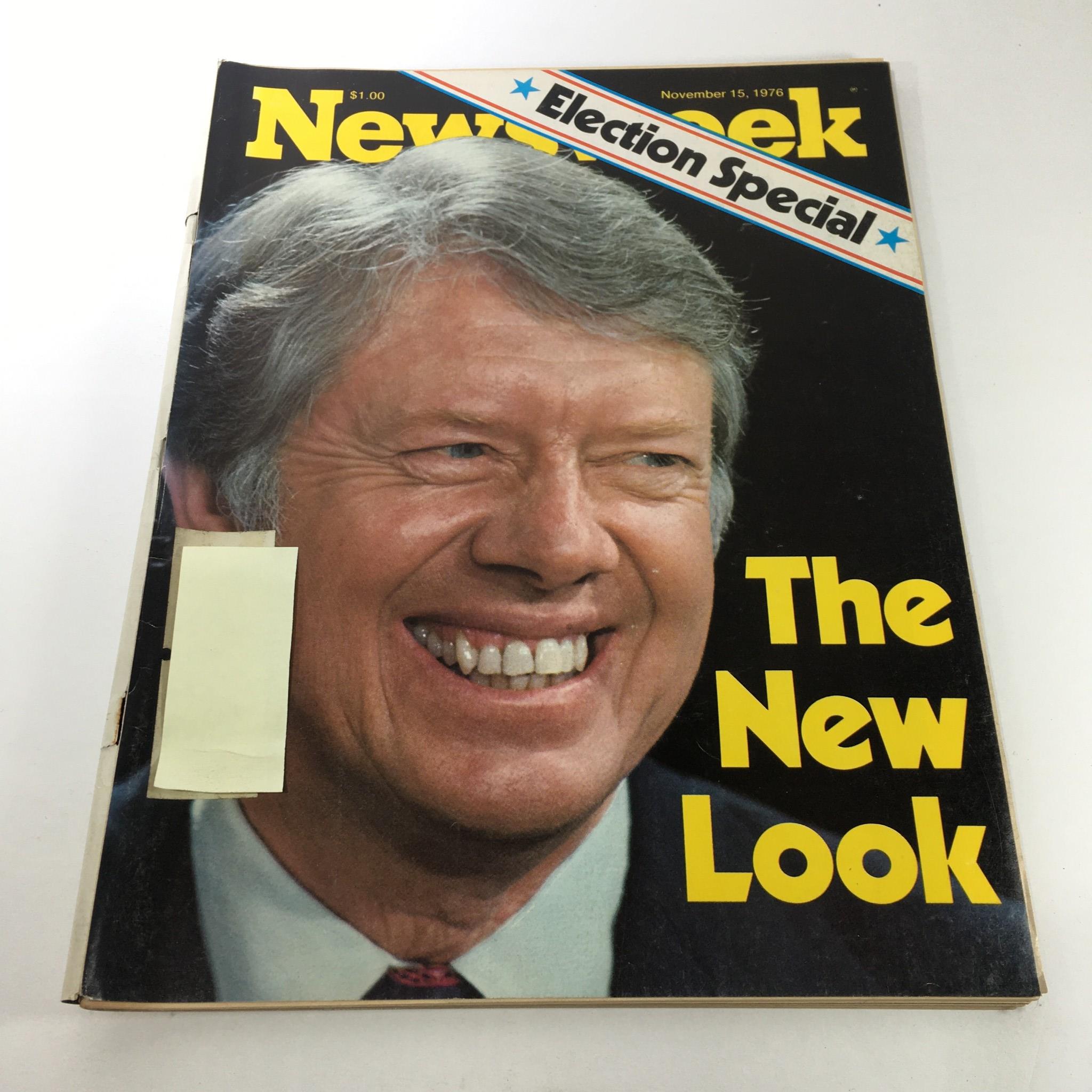 Cover of VTG Newsweek Magazine from November 15, 1976, featuring the title 'Election Special: The New Look' with a prominent smiling man, showcasing a significant moment in political history.